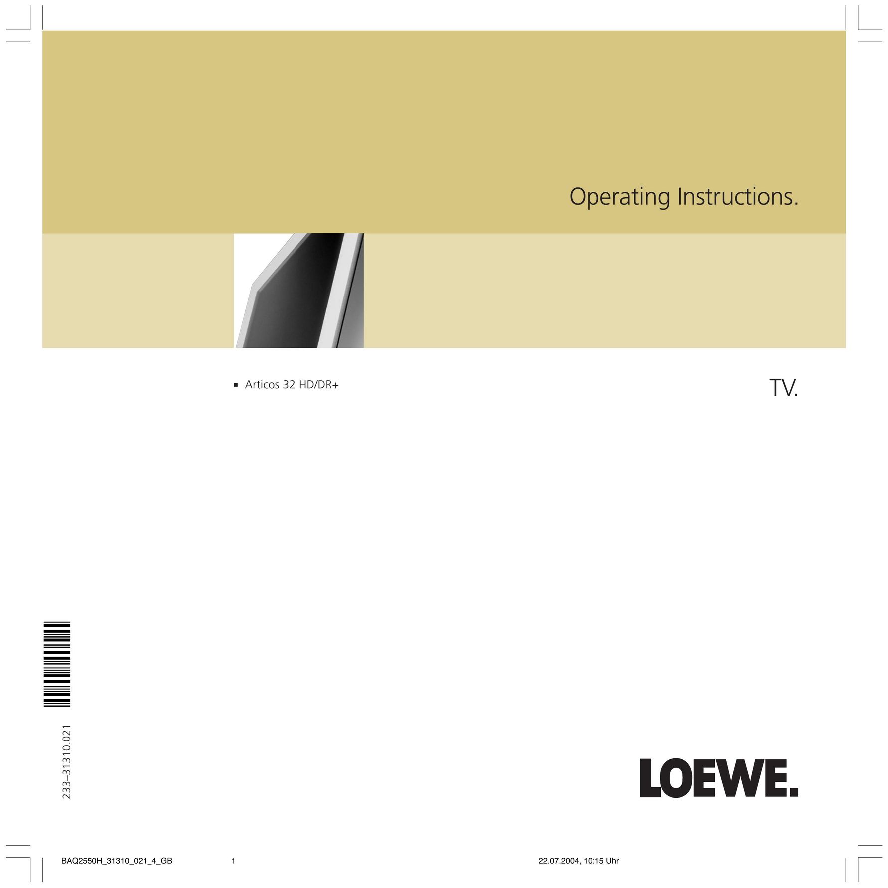 Loewe 32 HD/DR+ Flat Panel Television User Manual