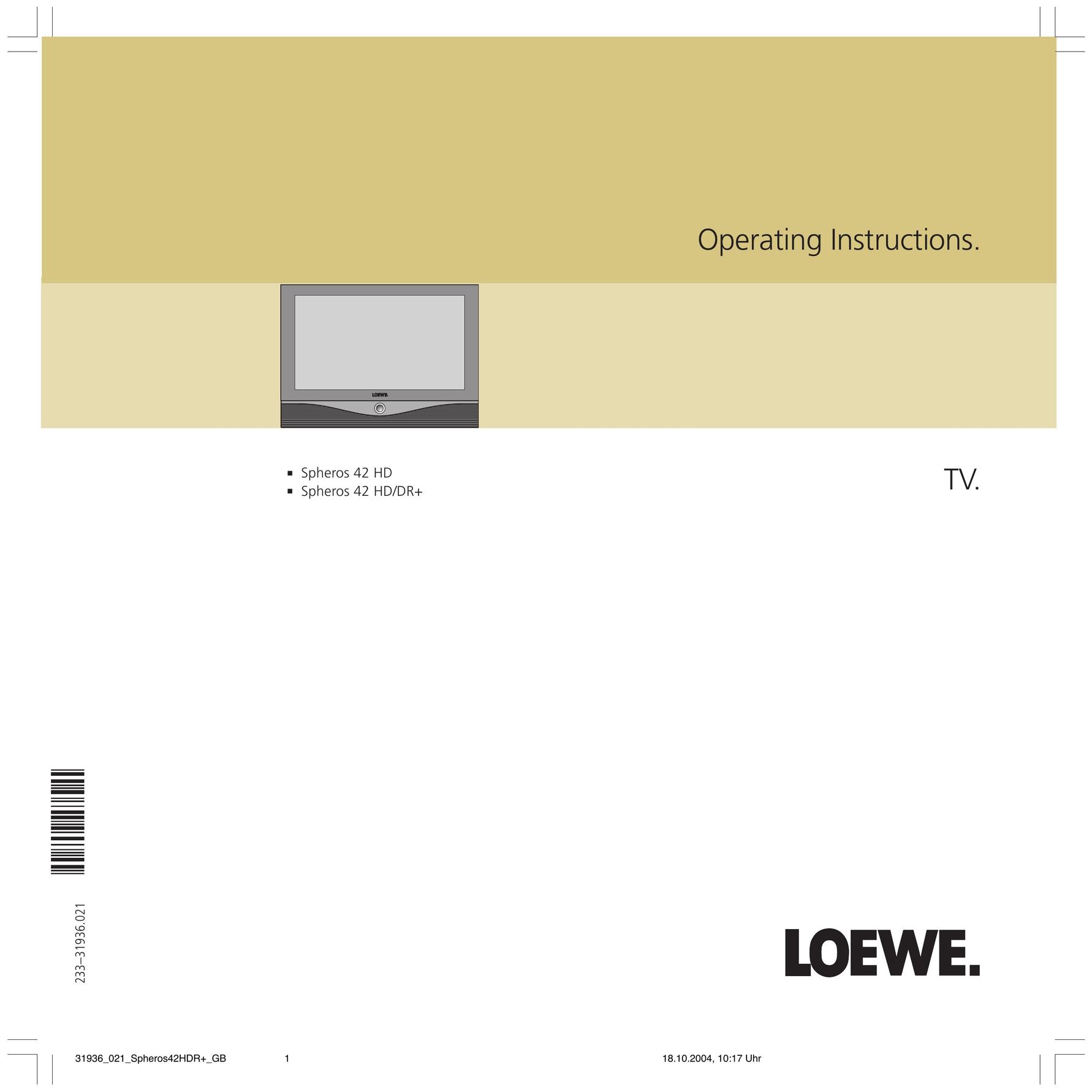 Loewe 42 HD/DR+ Flat Panel Television User Manual