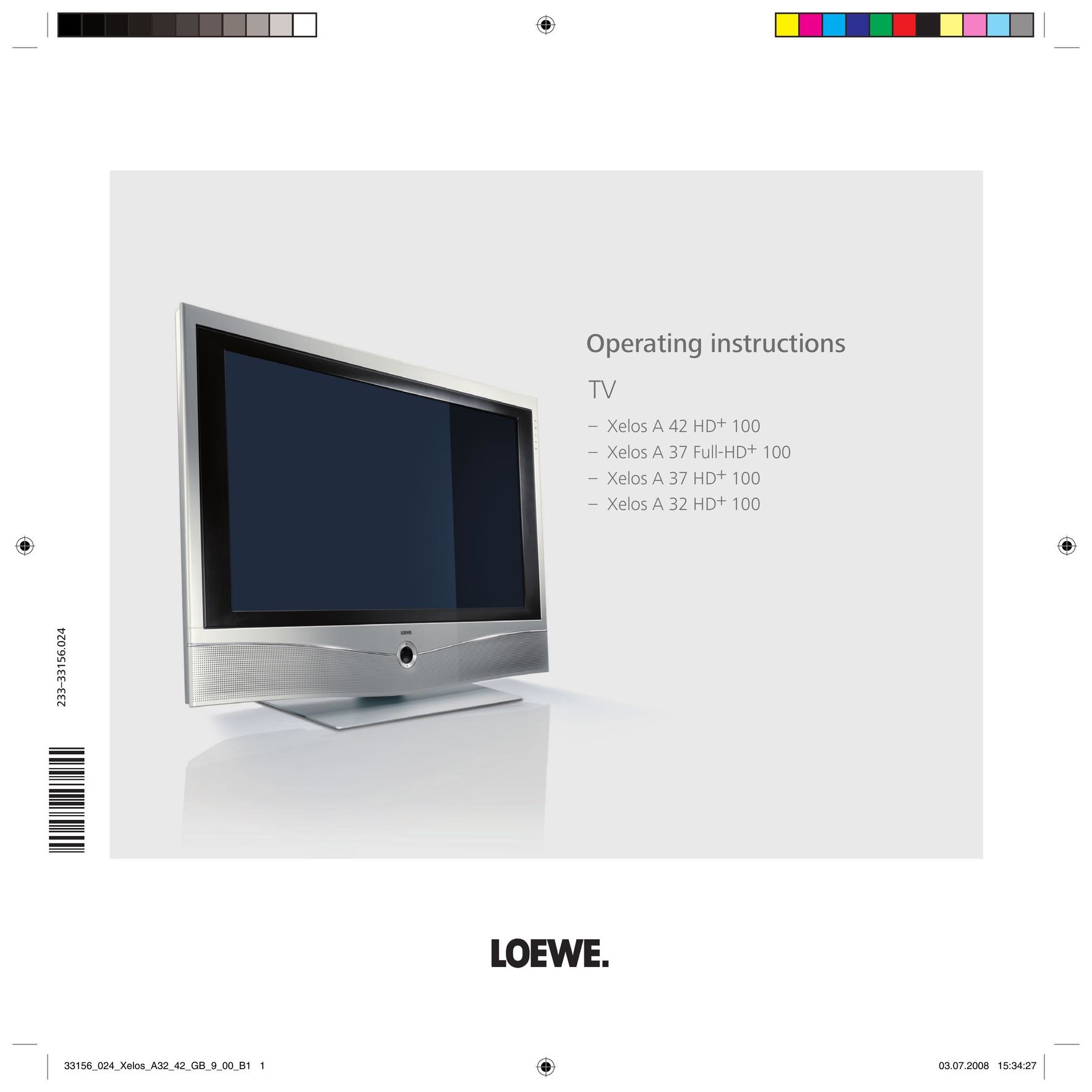 Loewe A 37 Full-HD+ 100 Flat Panel Television User Manual