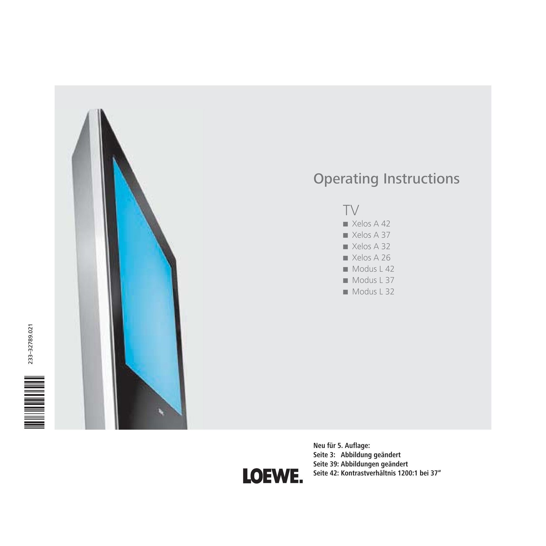 Loewe A 42 Flat Panel Television User Manual