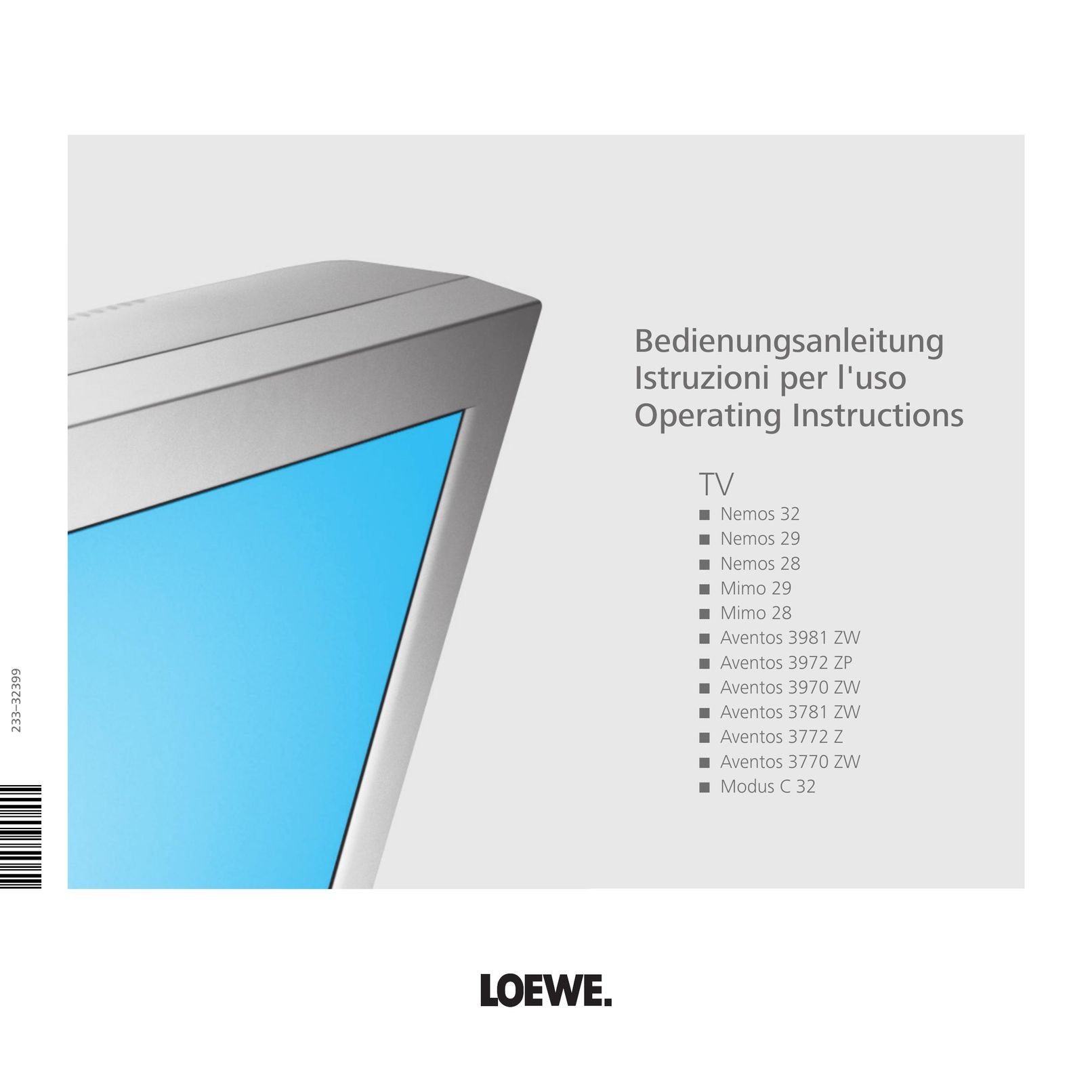 Loewe Aventos 3770 ZW Flat Panel Television User Manual