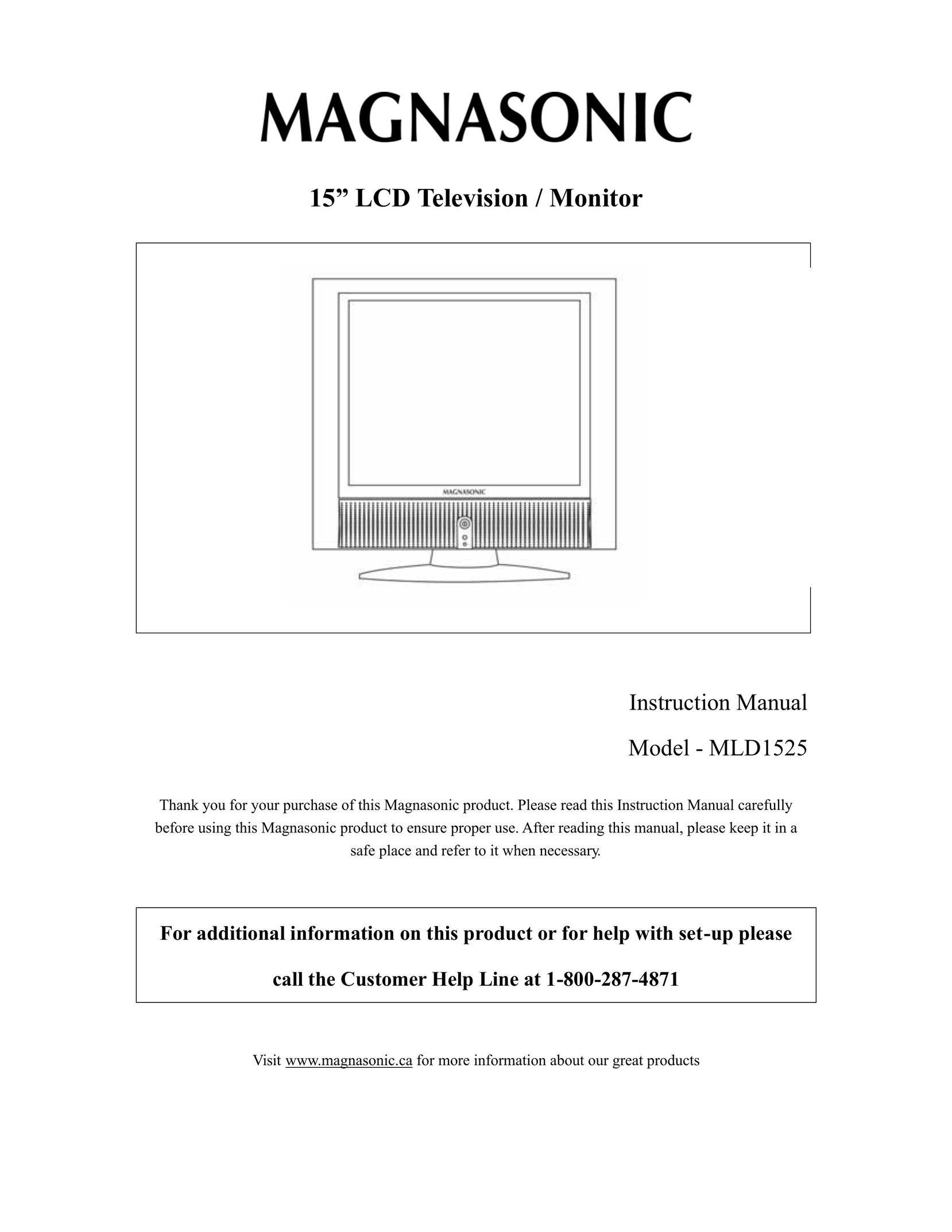 Magnasonic MLD1525 Flat Panel Television User Manual