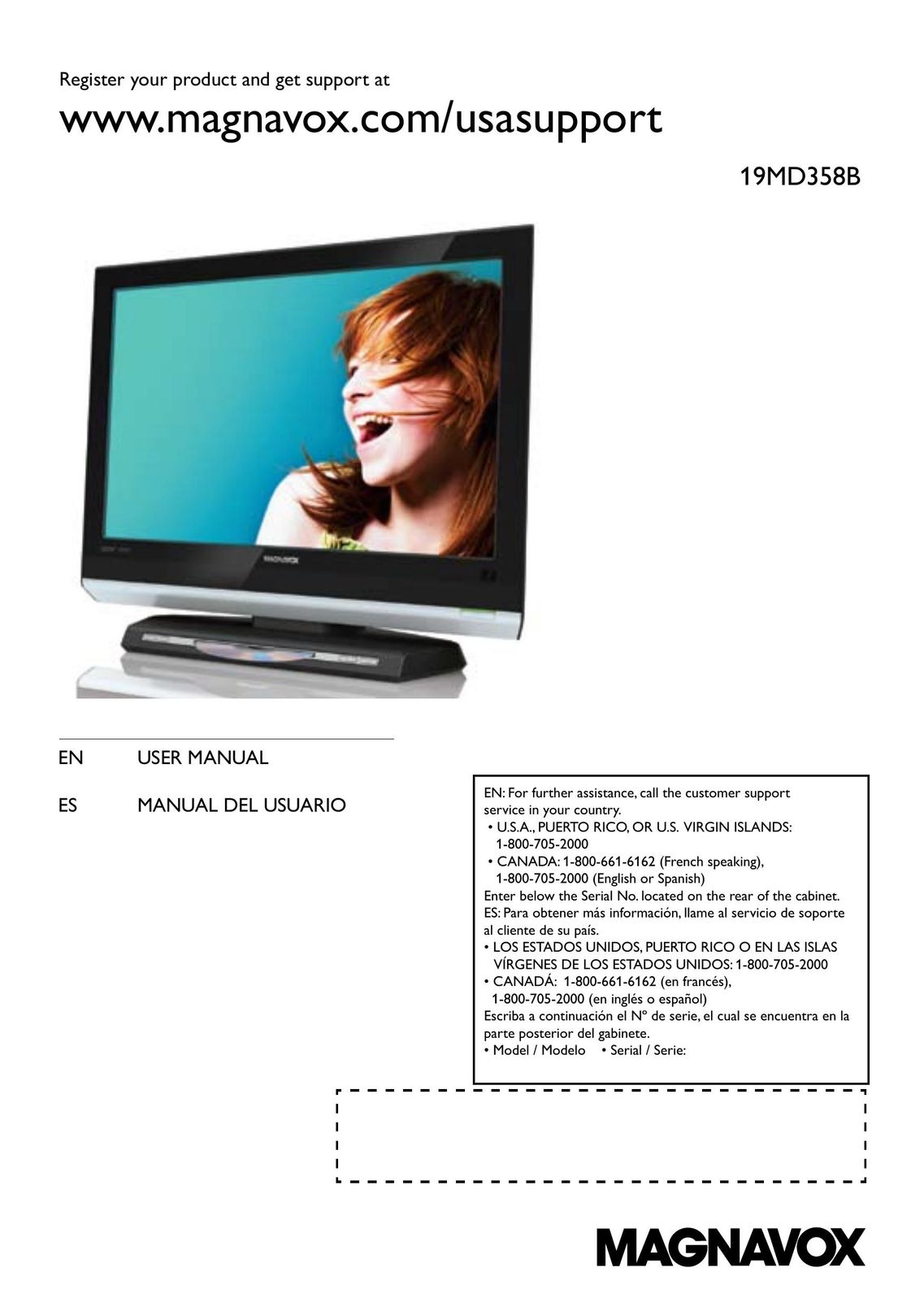 Magnavox 19MD358B Flat Panel Television User Manual