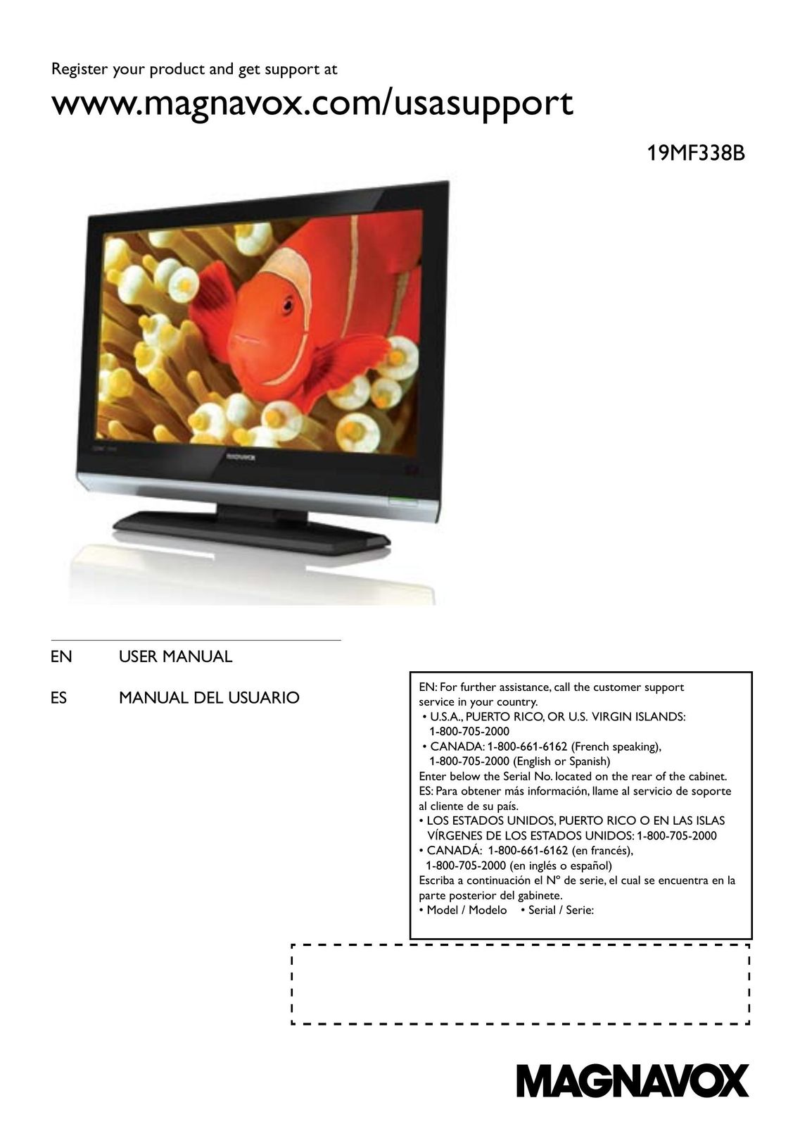 Magnavox 19MF338B Flat Panel Television User Manual