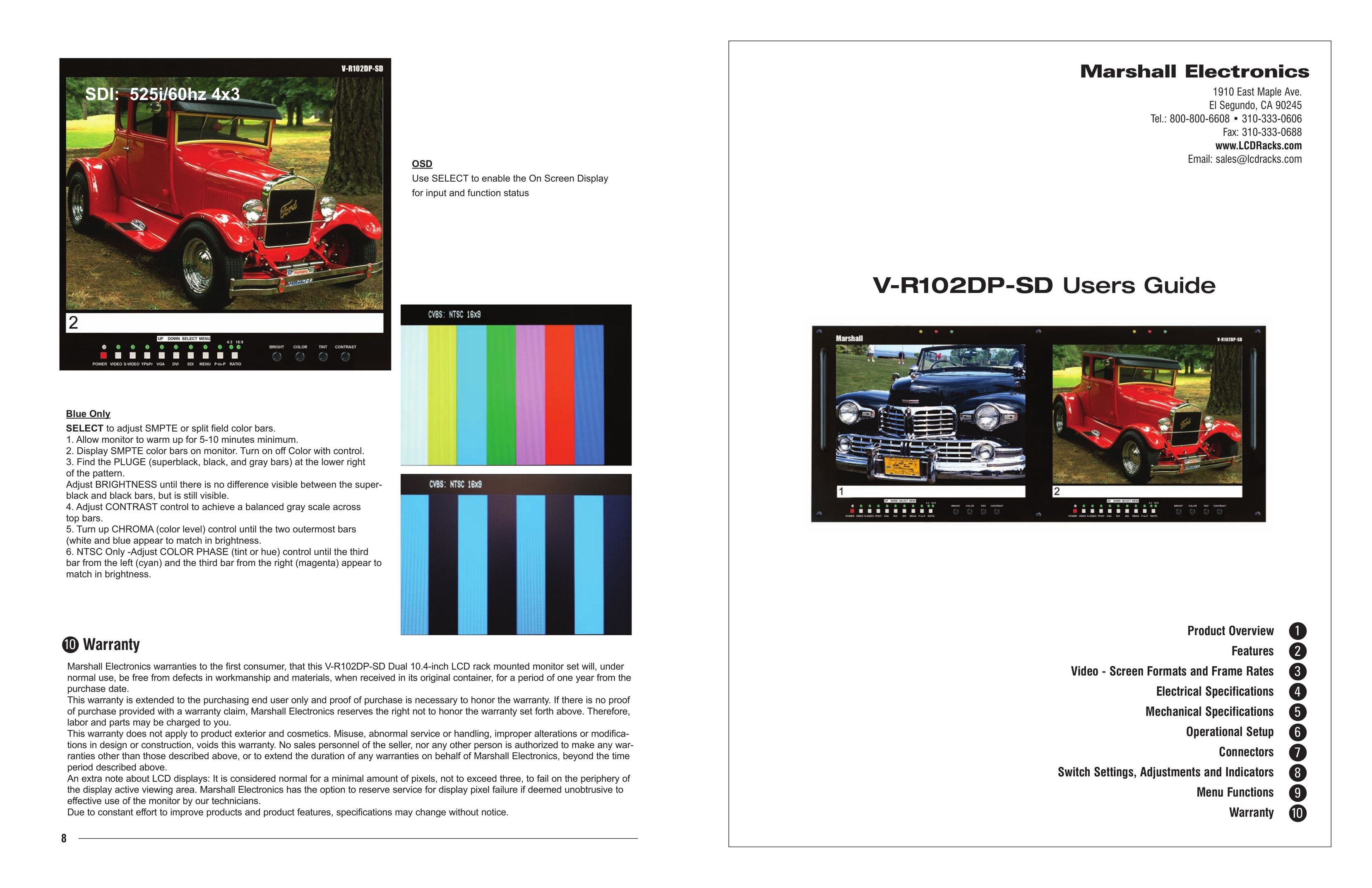 Marshall electronic V-R102DP-SD Flat Panel Television User Manual
