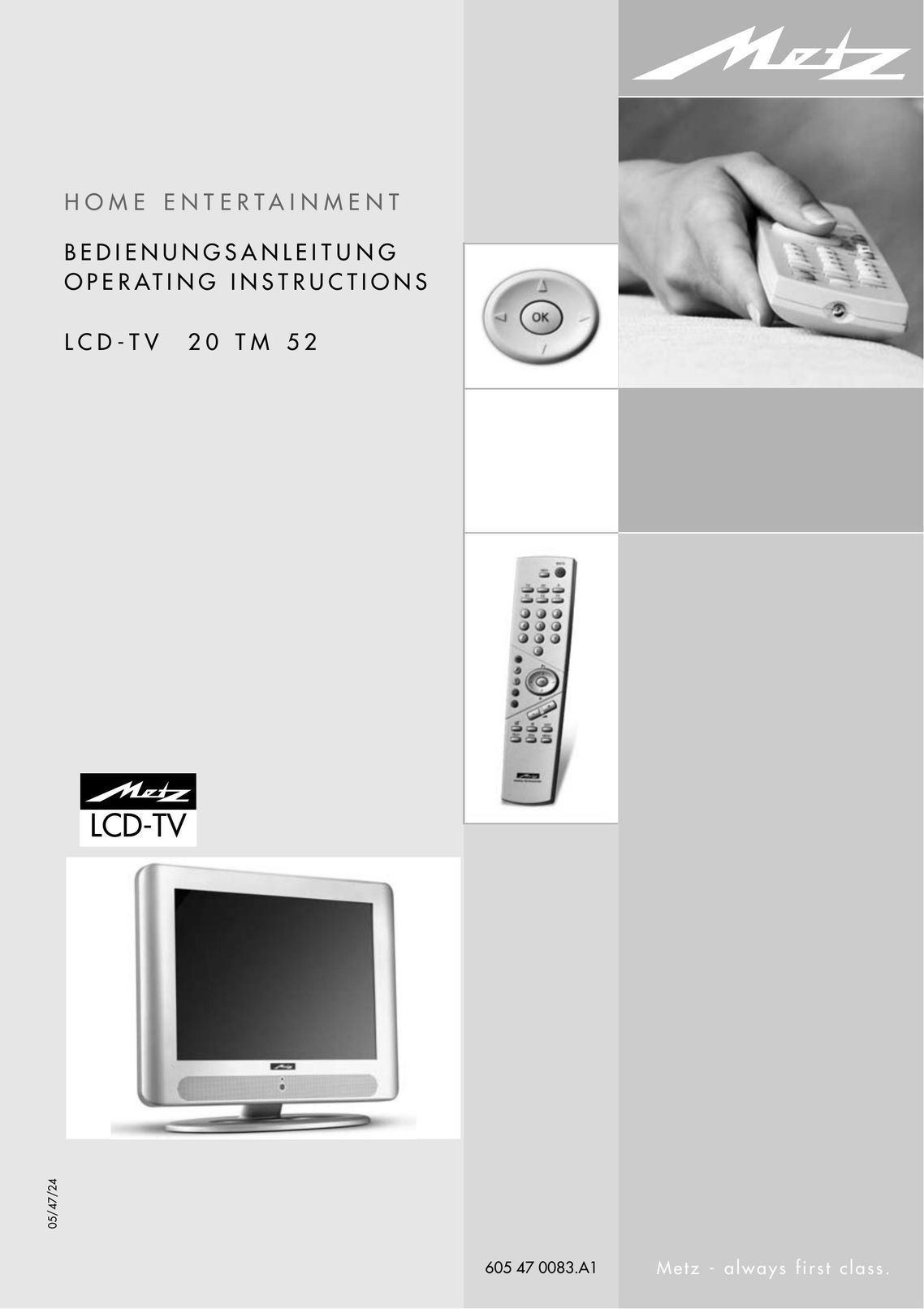 Metz 20 TM 52 Flat Panel Television User Manual
