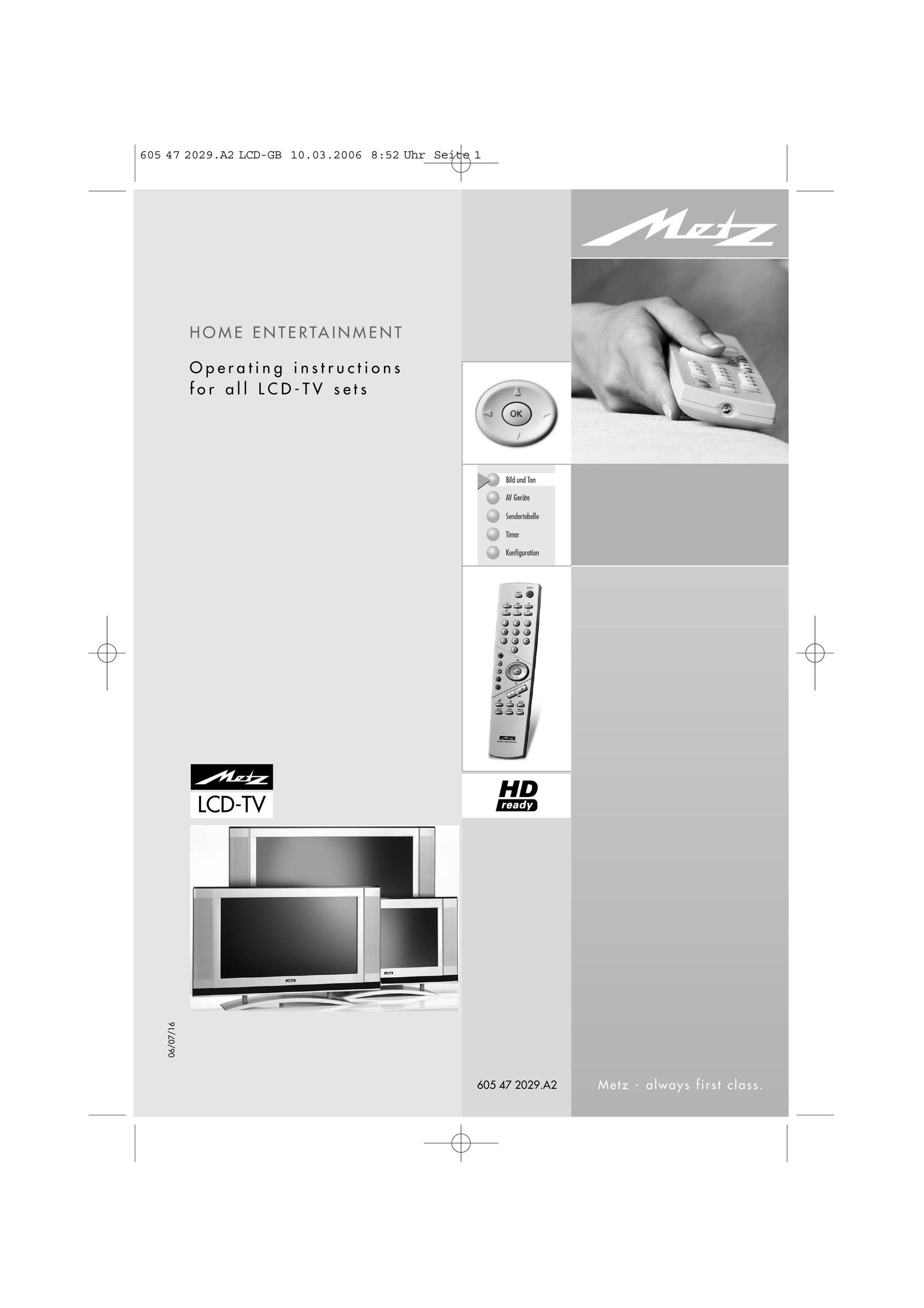 Metz Plasma-TV-Set Flat Panel Television User Manual