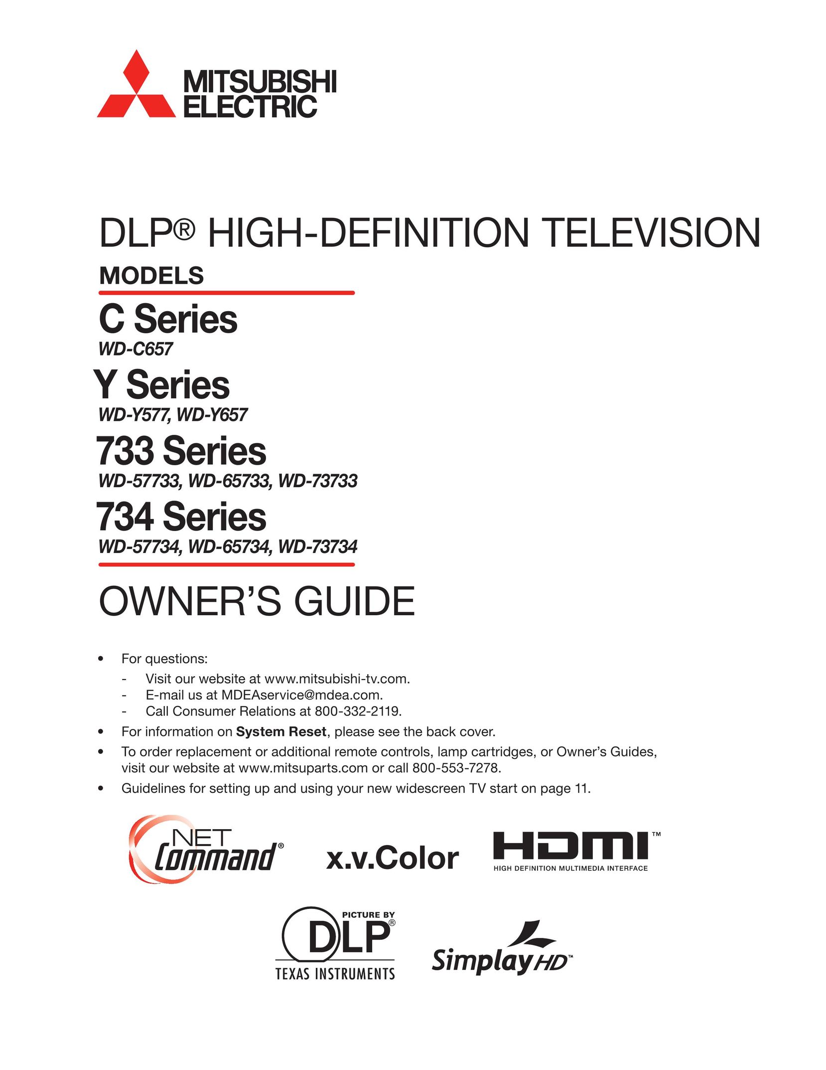 Mitsumi electronic WD-57733 Flat Panel Television User Manual