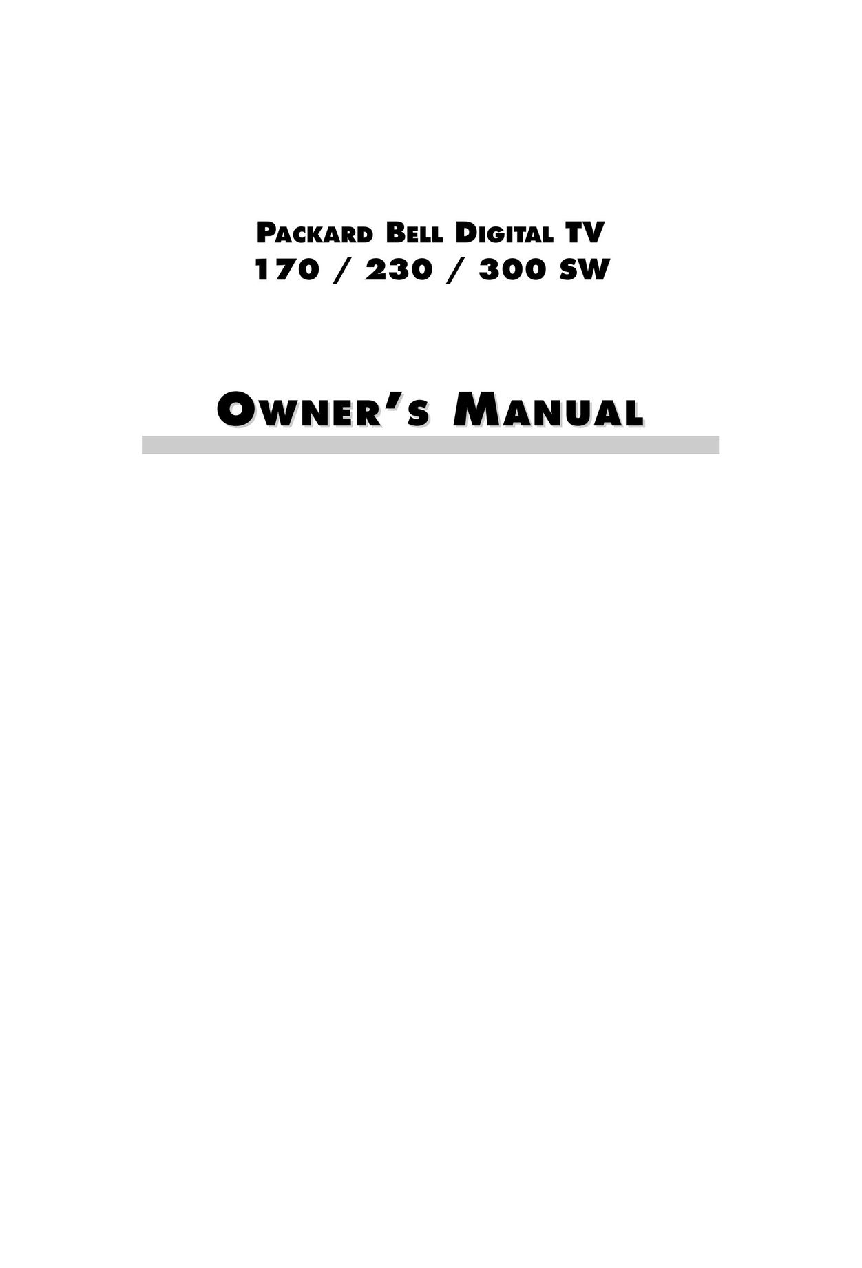 Packard Bell 300 SW Flat Panel Television User Manual