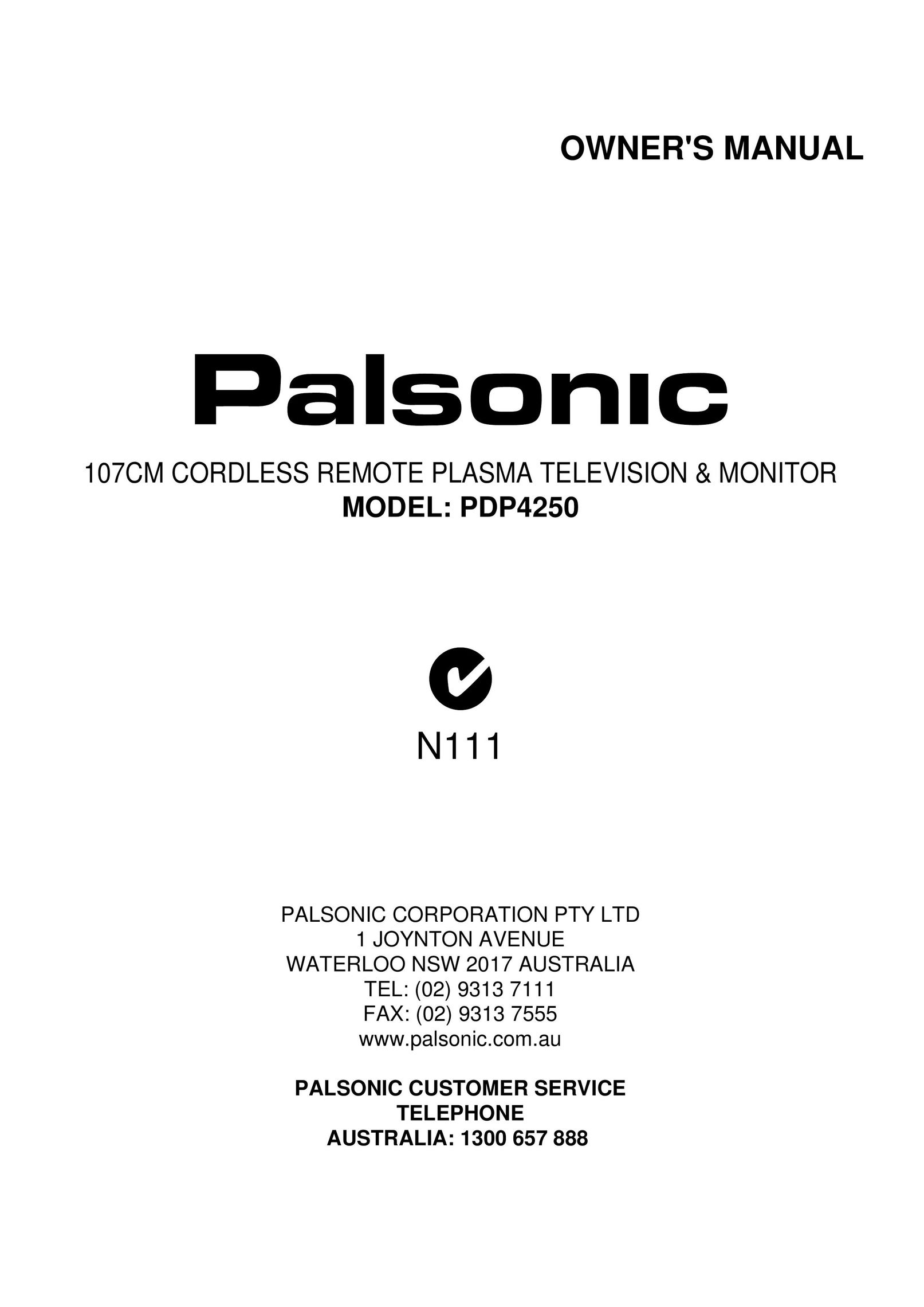 Palsonic PDP4250 Flat Panel Television User Manual