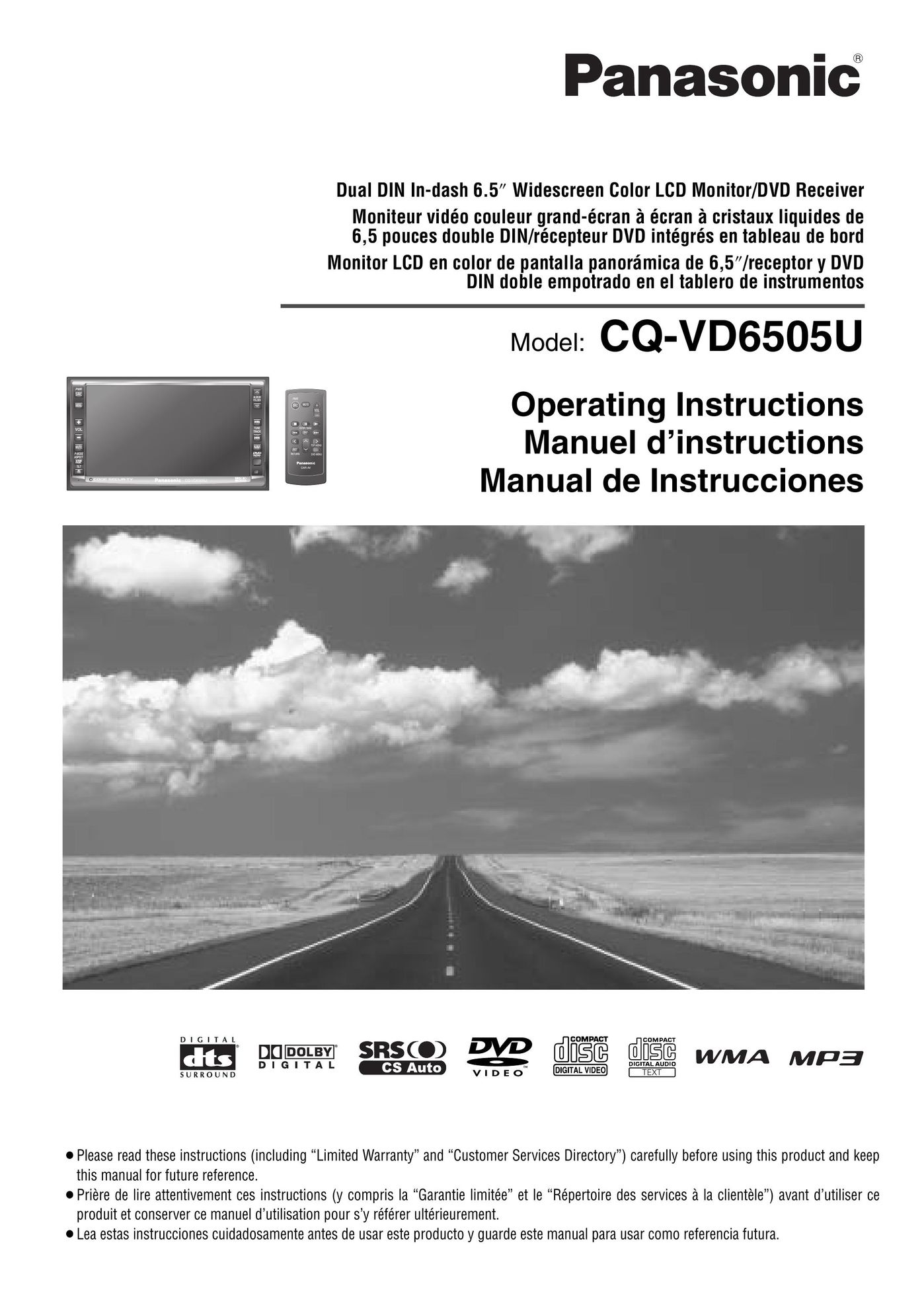 Panasonic CQ-VD6505U Flat Panel Television User Manual