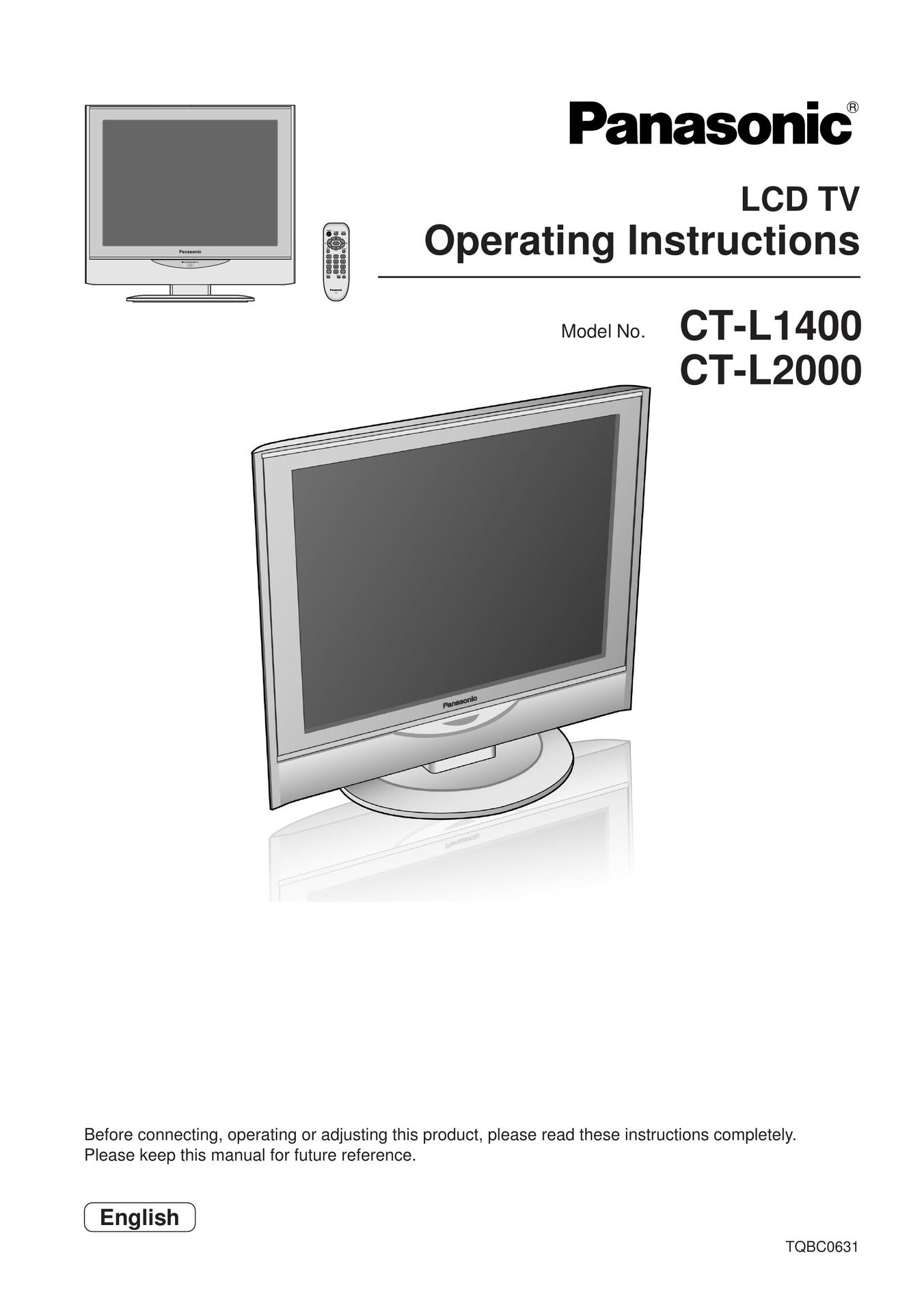 Panasonic CT-L2000 Flat Panel Television User Manual