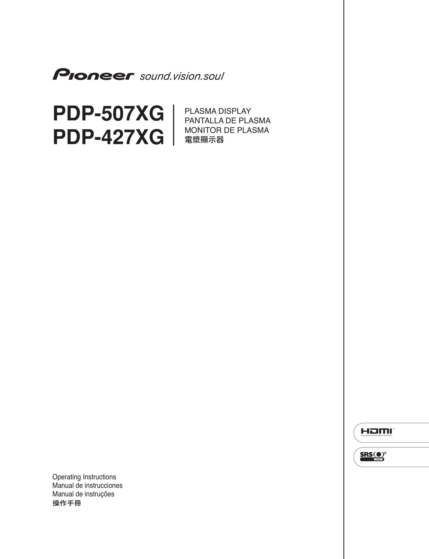 Pioneer PDP-427XG Flat Panel Television User Manual