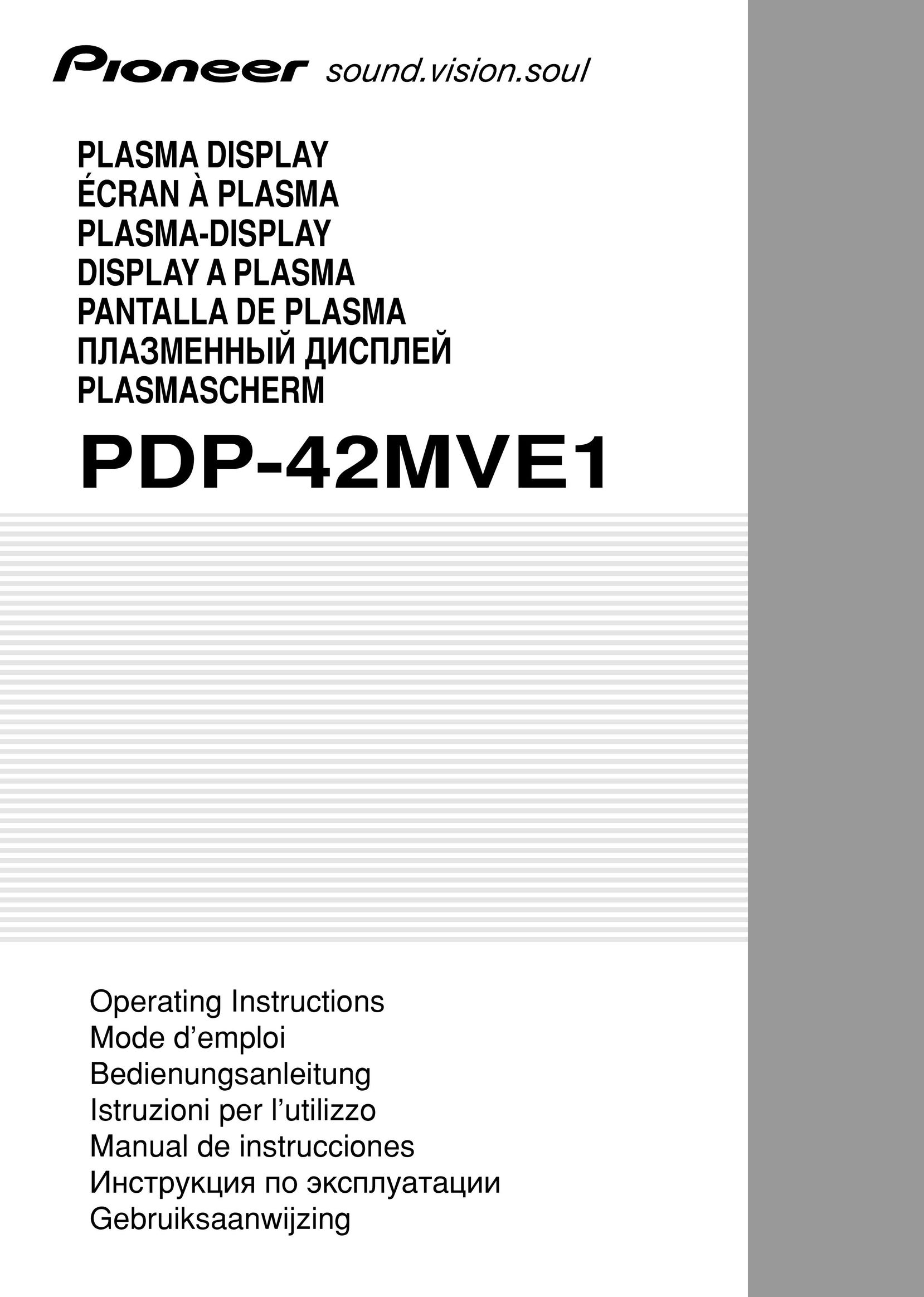 Pioneer PDP-42MVE1 Flat Panel Television User Manual