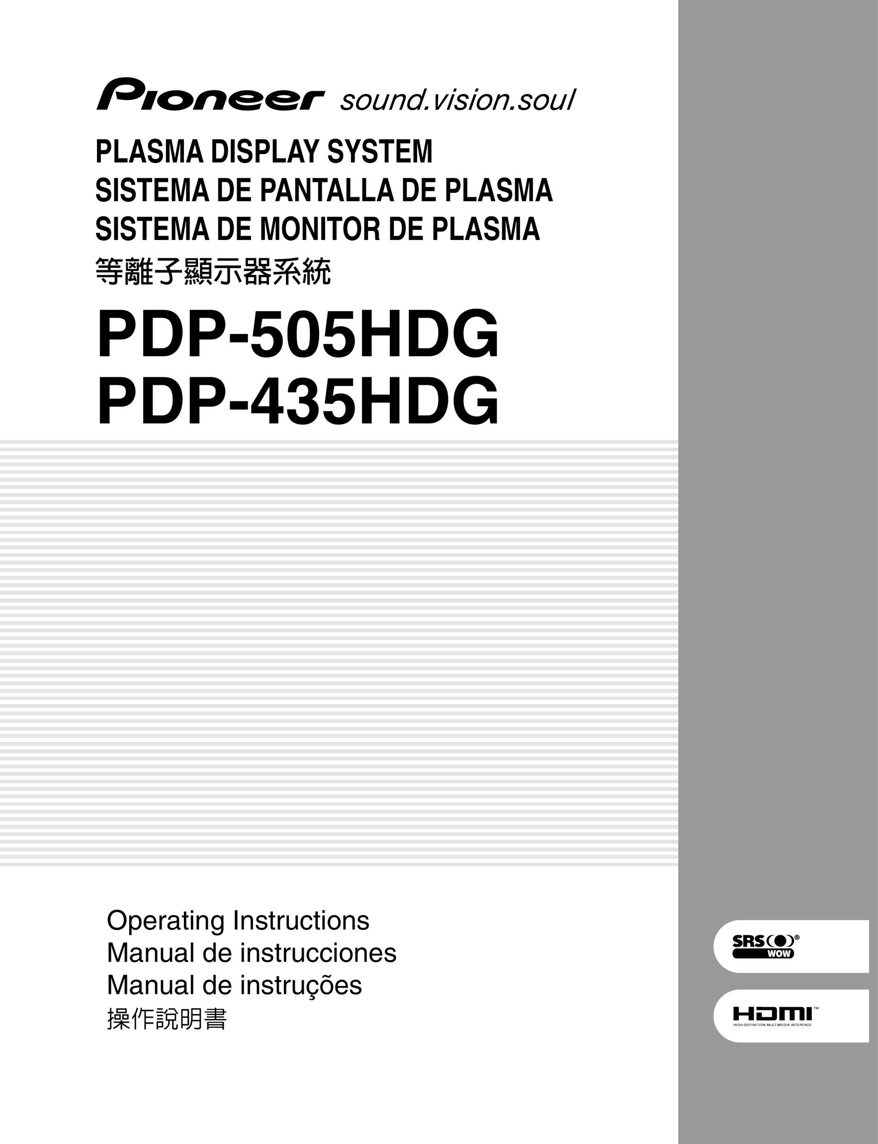 Pioneer PDP-435HDG Flat Panel Television User Manual