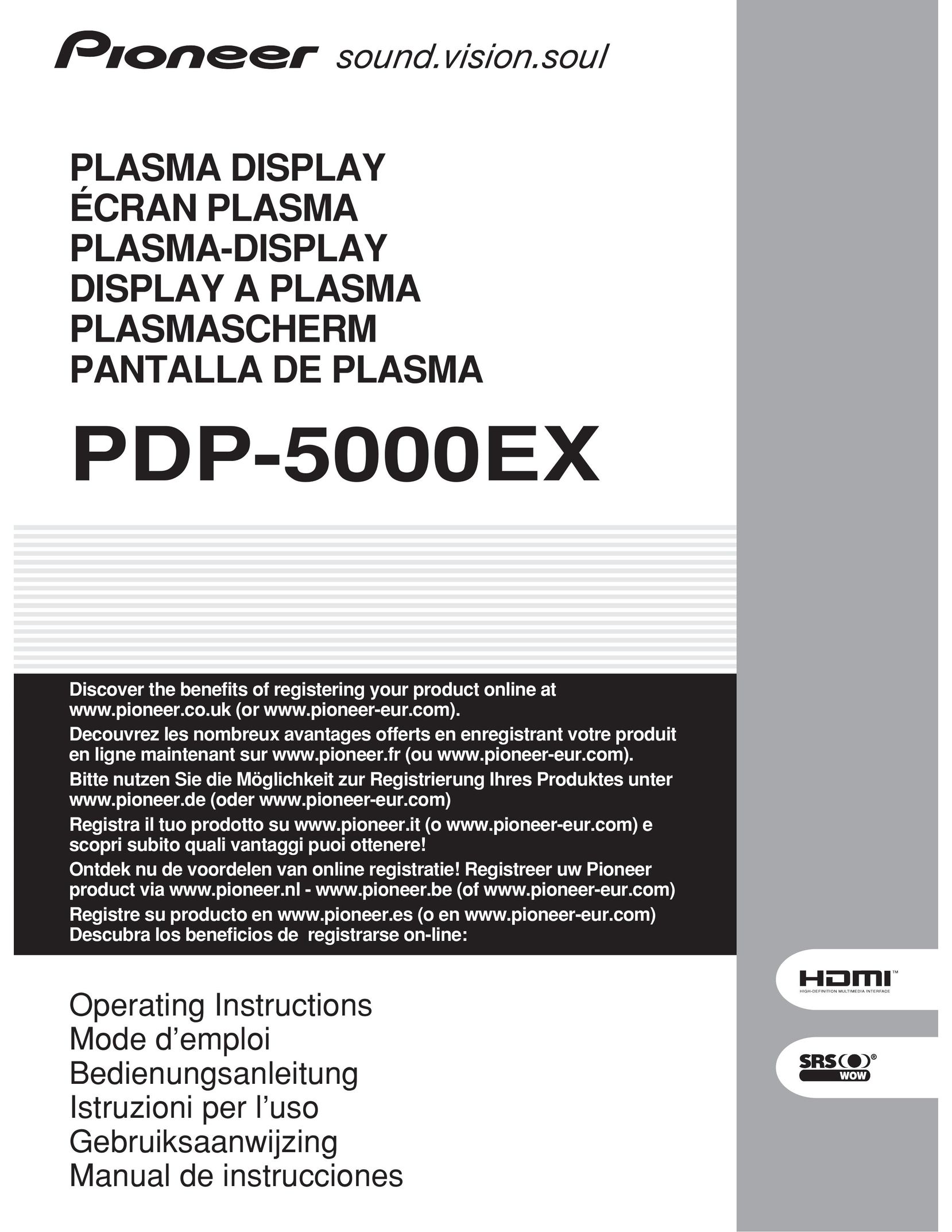 Pioneer PDP-5000EX Flat Panel Television User Manual