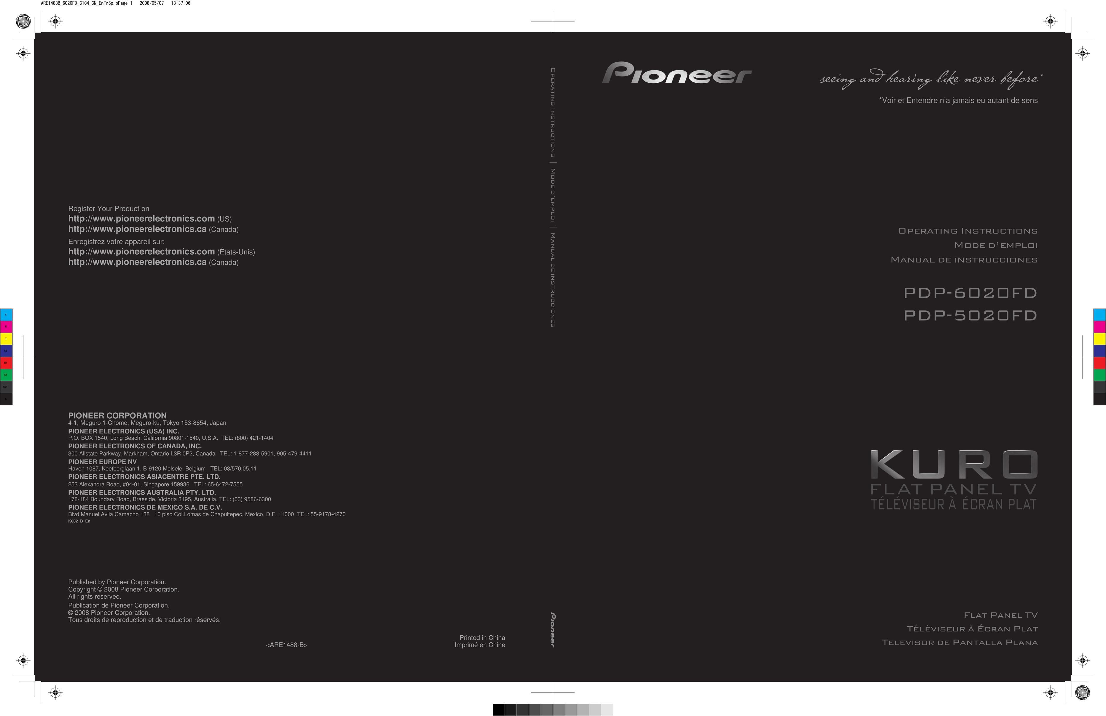 Pioneer PDP-5020FD Flat Panel Television User Manual