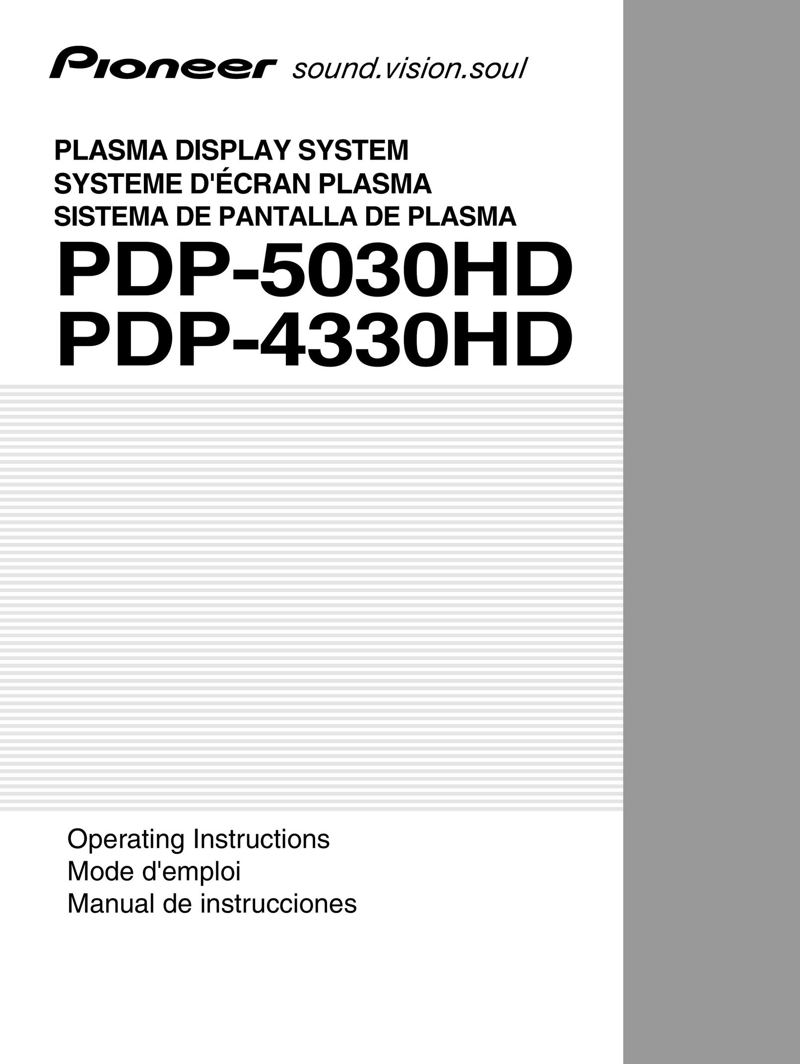 Pioneer PDP-5030HD Flat Panel Television User Manual