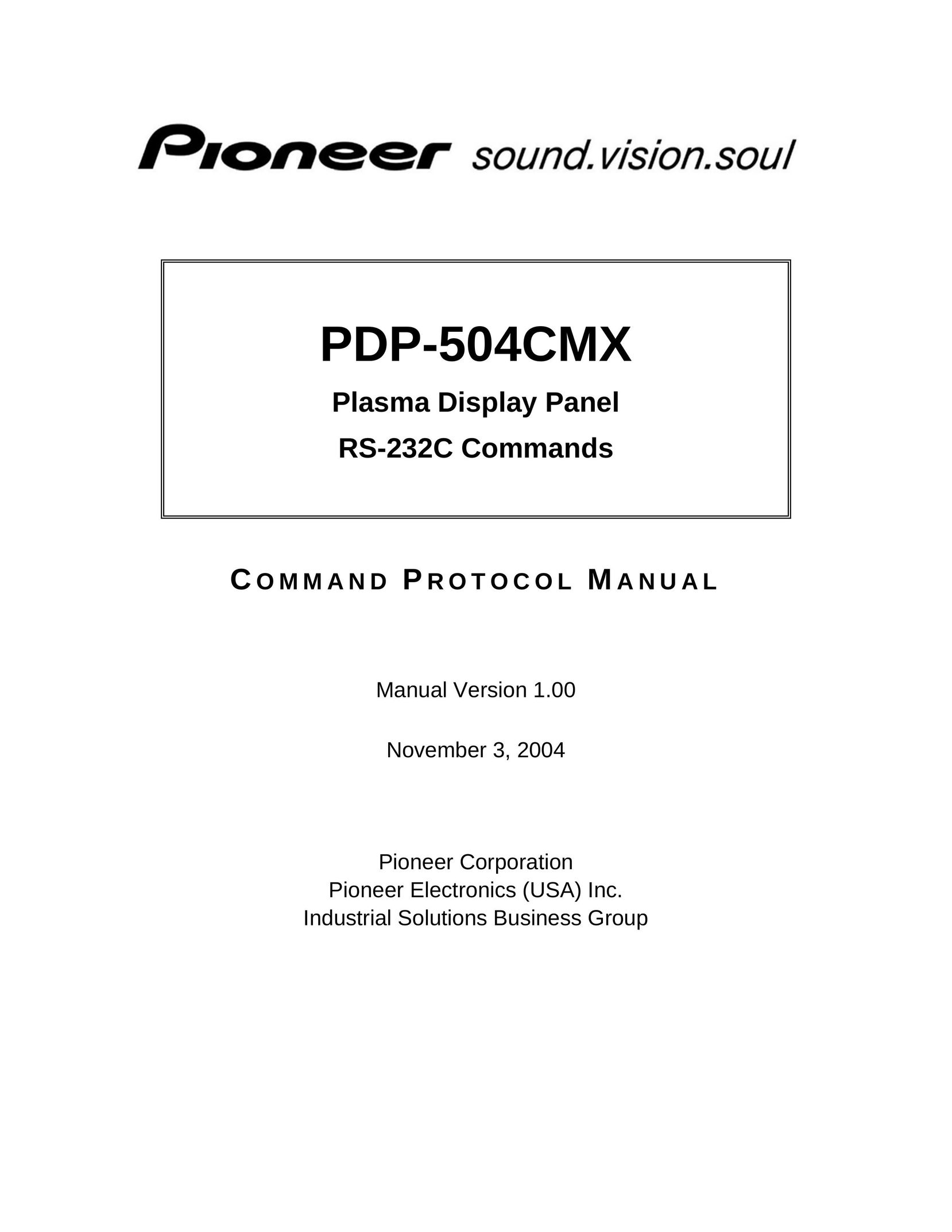 Pioneer PDP-504CMX Flat Panel Television User Manual