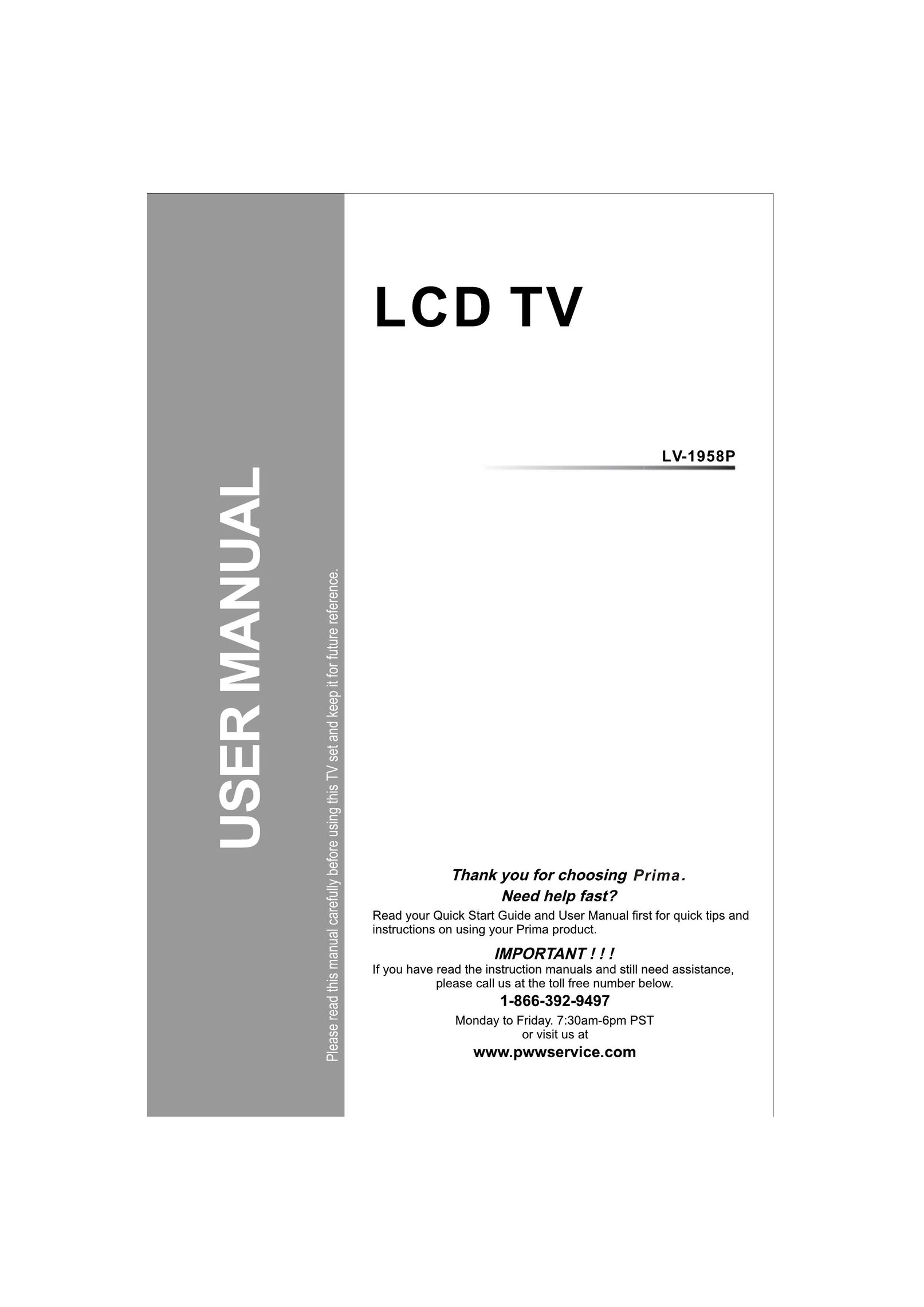 Prima LV-1958P Flat Panel Television User Manual