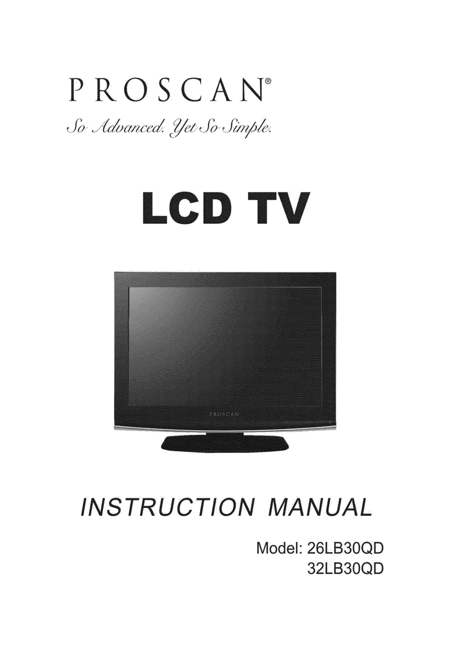 ProScan 26LB30QD Flat Panel Television User Manual
