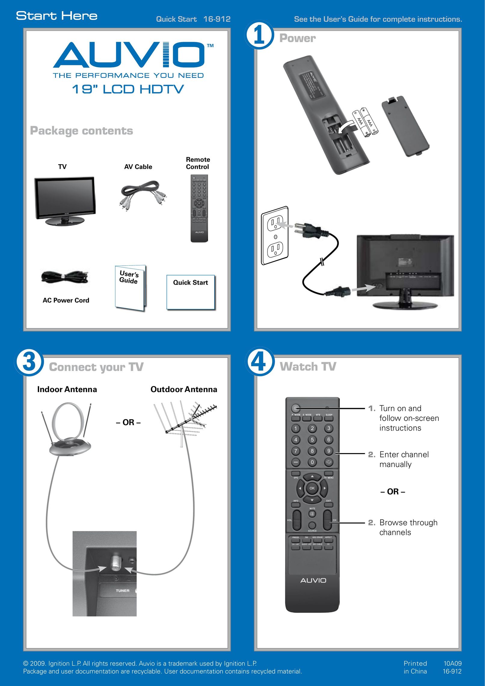 Radio Shack 16-912 Flat Panel Television User Manual