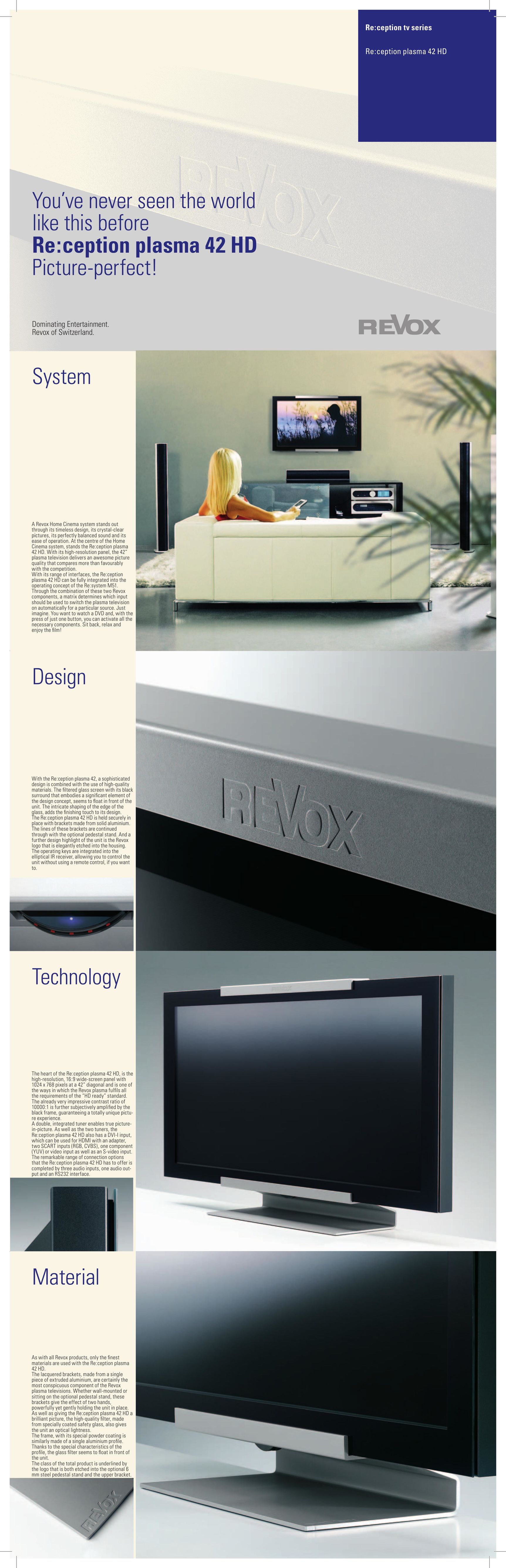 Revox Plasma HD Flat Panel Television User Manual