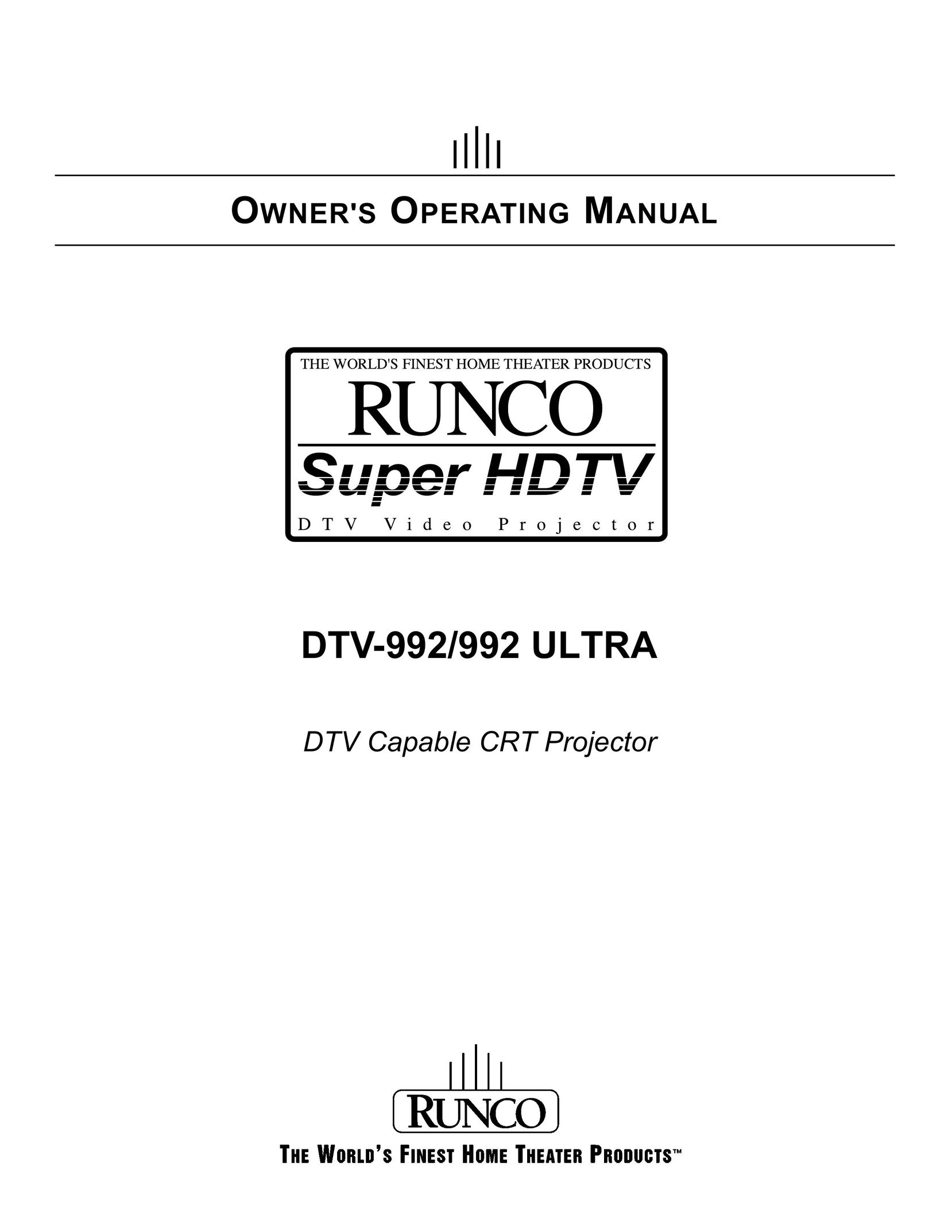 Runco dtv-992/992 ultra Flat Panel Television User Manual
