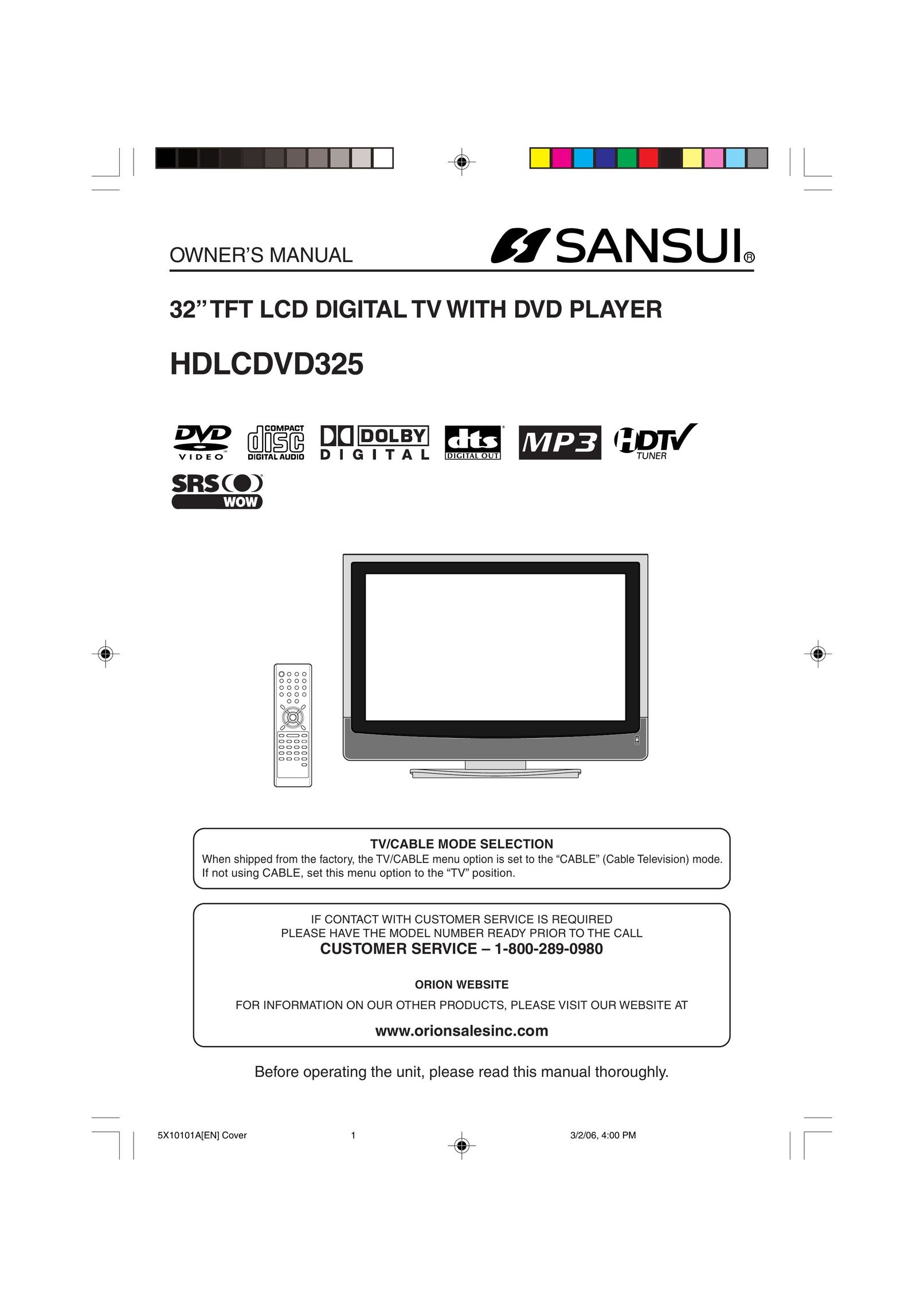 Sansui HDLCDVD325 Flat Panel Television User Manual