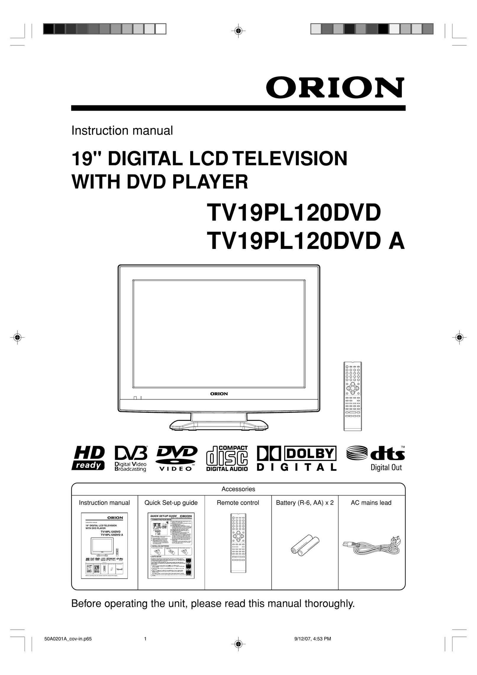 Sansui TV19PL120DVD Flat Panel Television User Manual