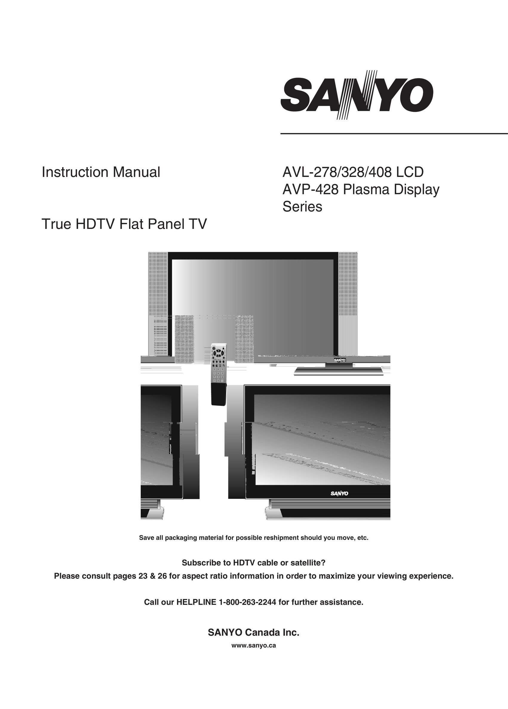 Sanyo AVL-408 Flat Panel Television User Manual