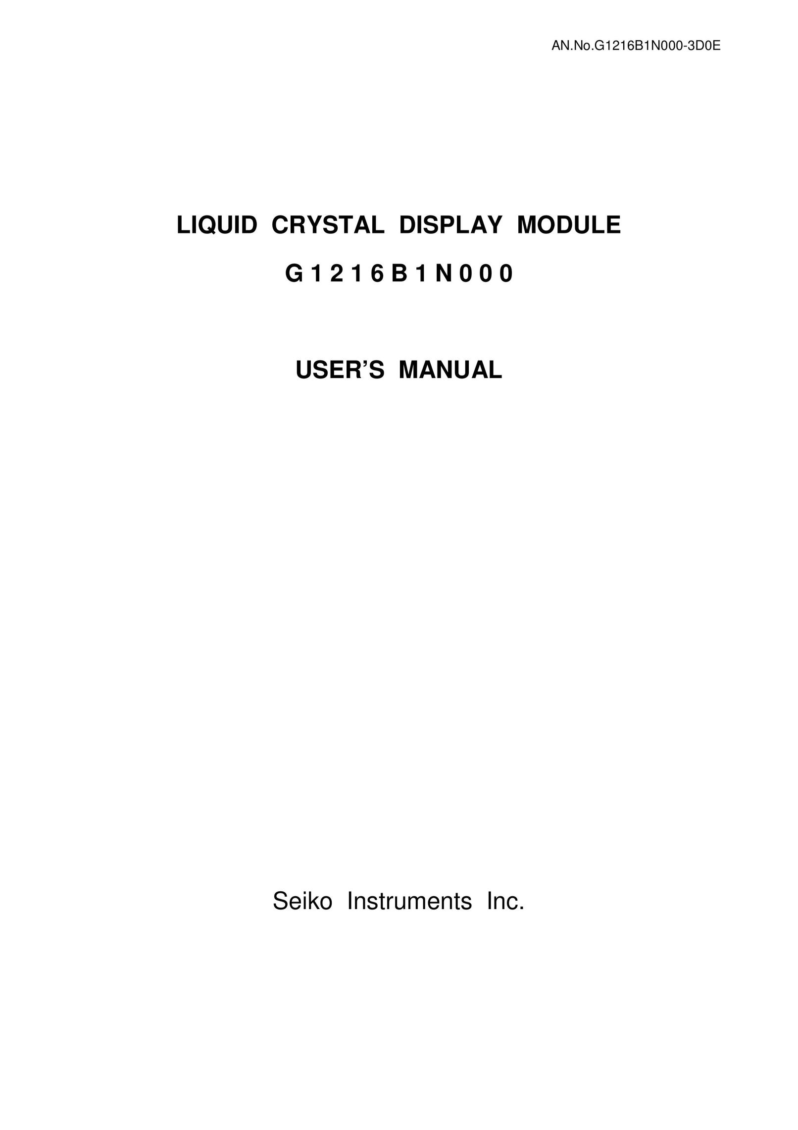 Seiko Instruments G1216B1N000-3D0E Flat Panel Television User Manual