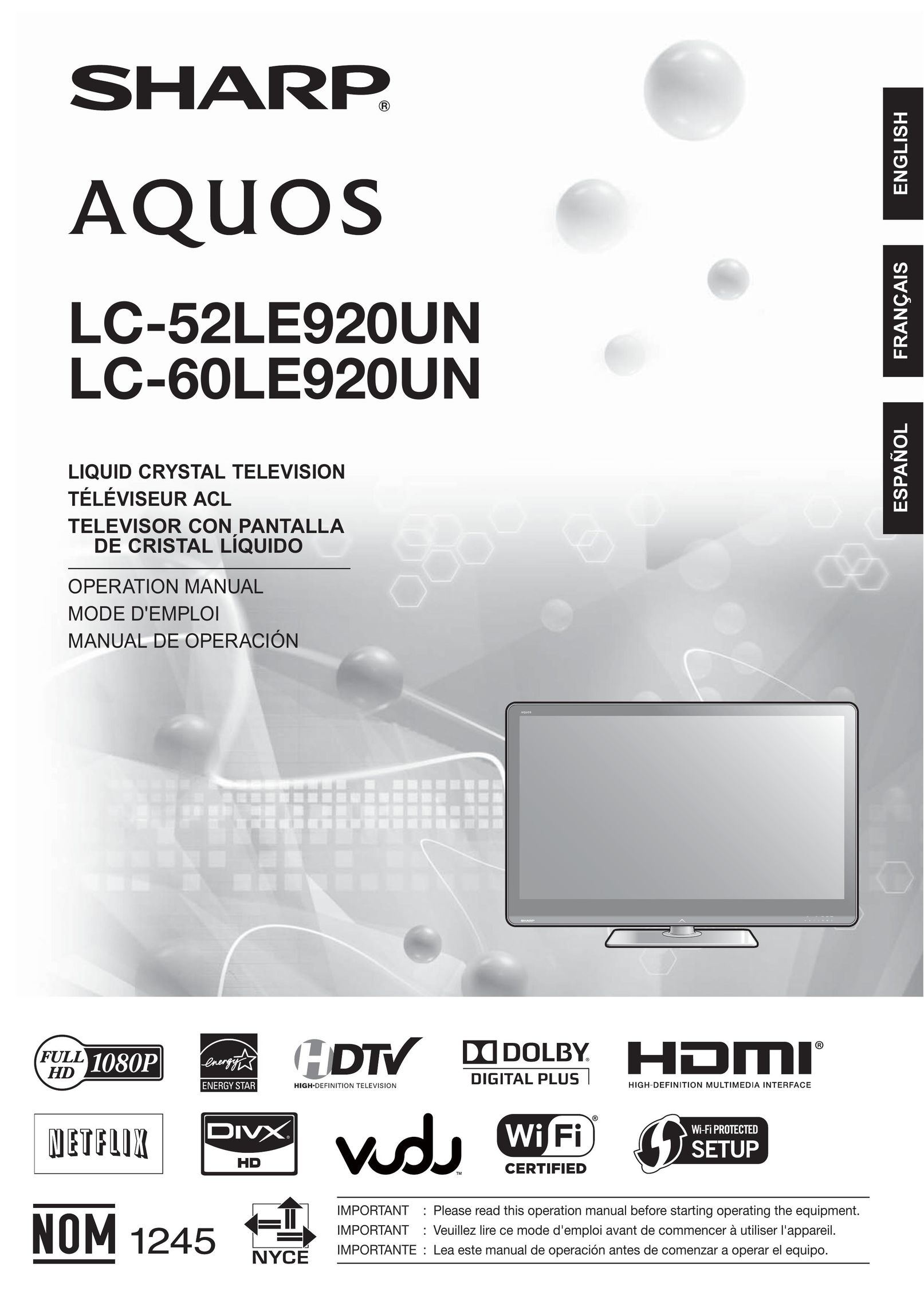 Sharp 10P06-MX-NM Flat Panel Television User Manual