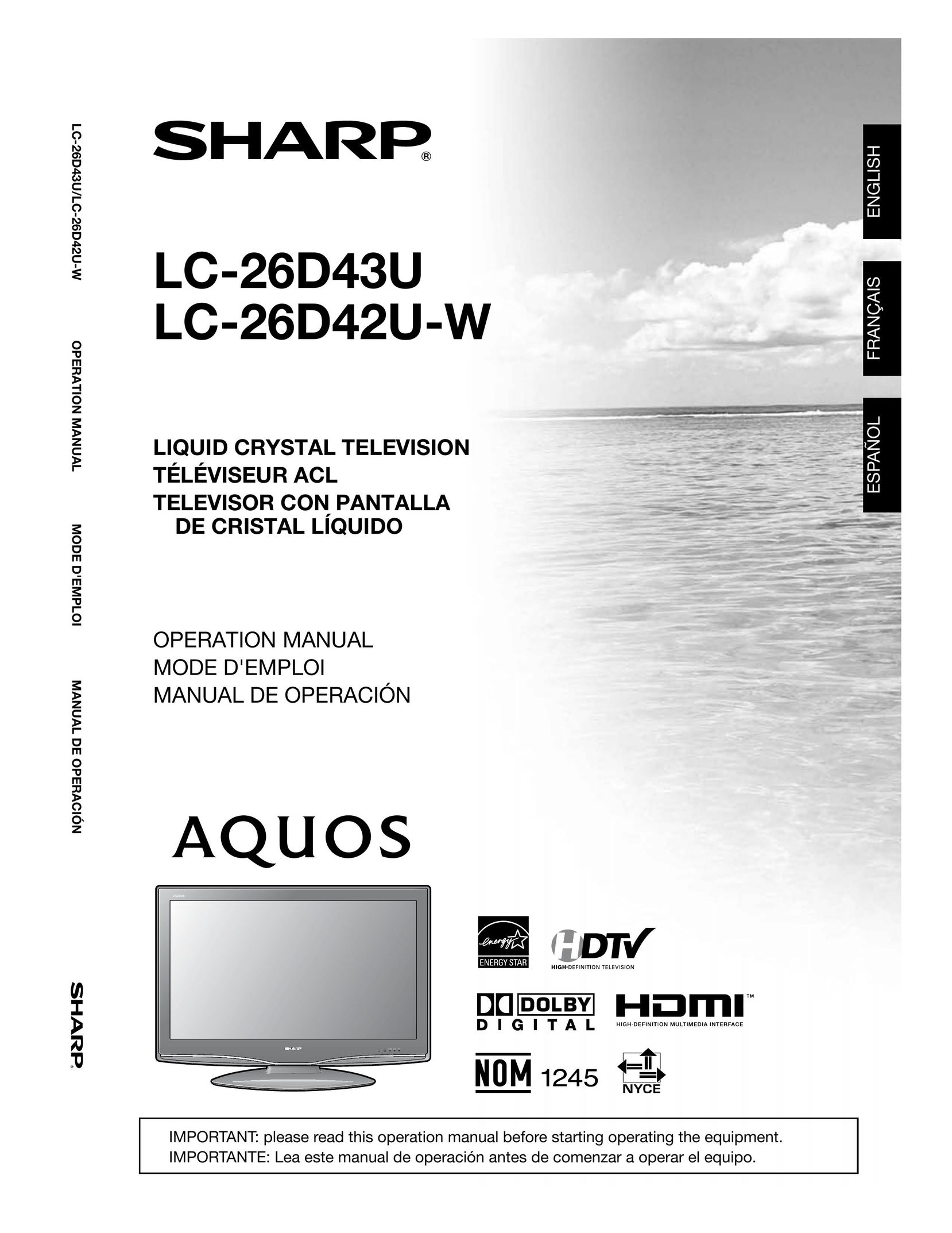 Sharp 26D42UW Flat Panel Television User Manual