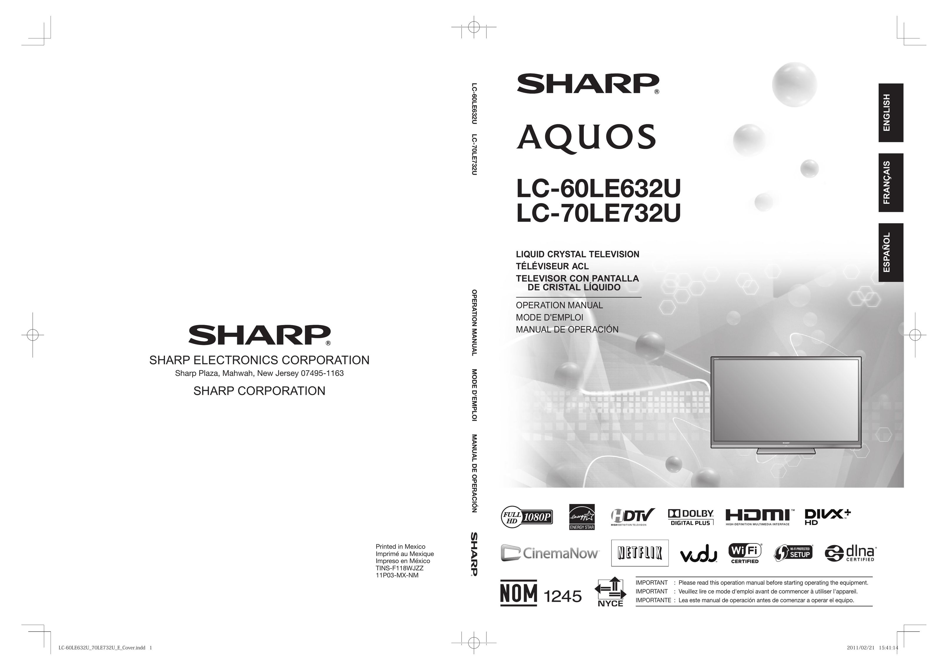 Sharp 60LE632U Flat Panel Television User Manual
