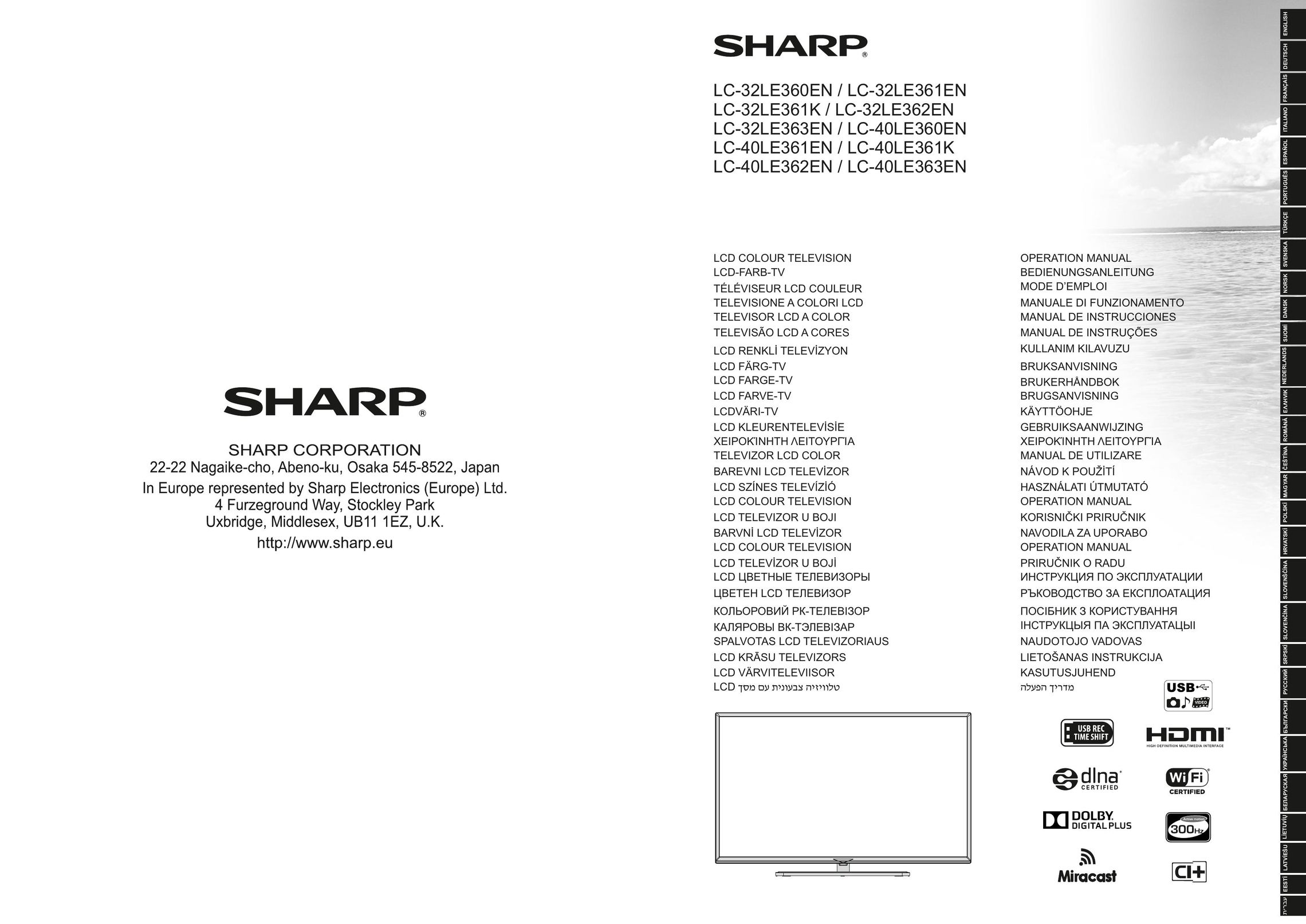 Sharp C-32LE360EN Flat Panel Television User Manual