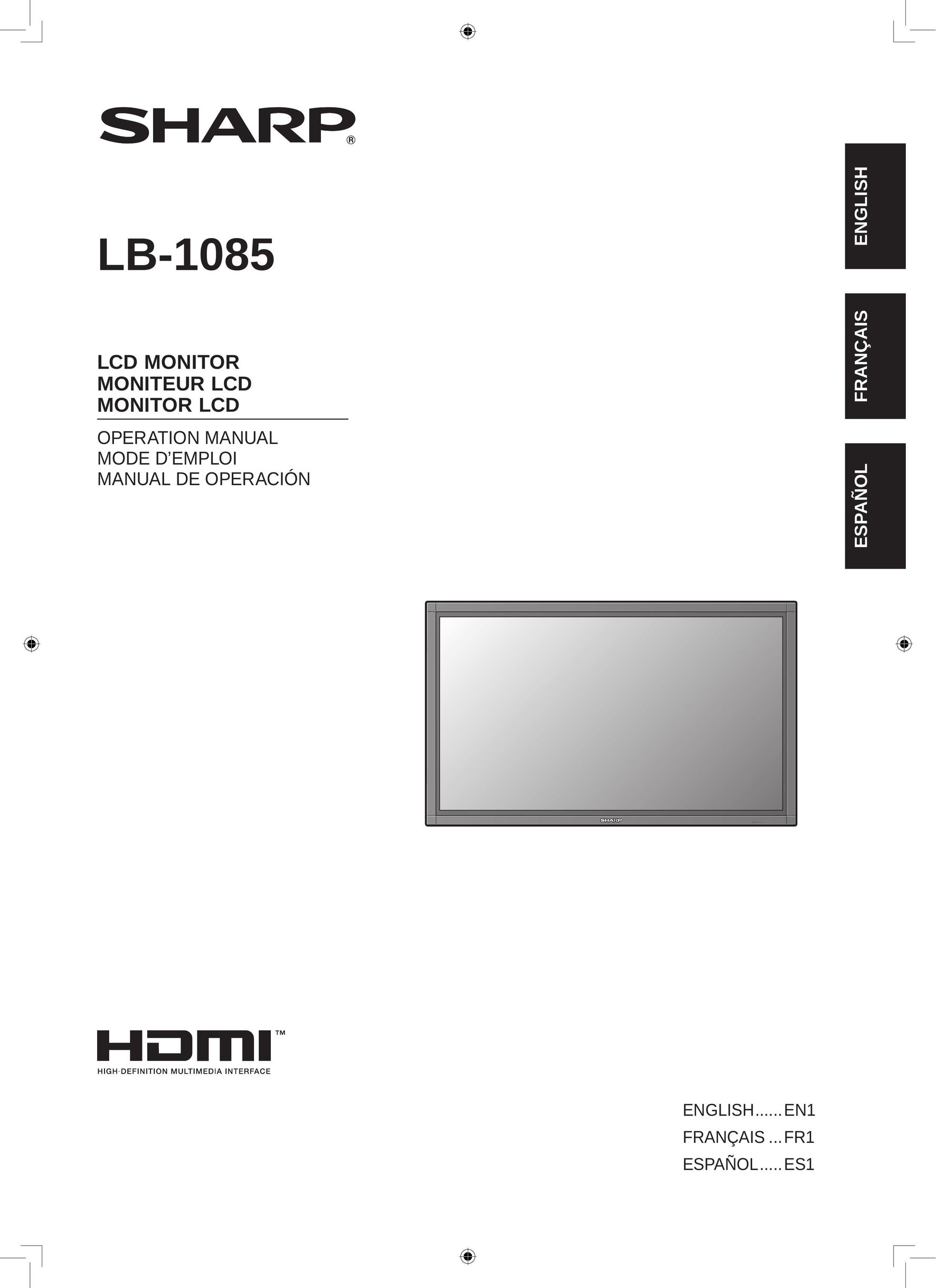 Sharp LB-1085 Flat Panel Television User Manual