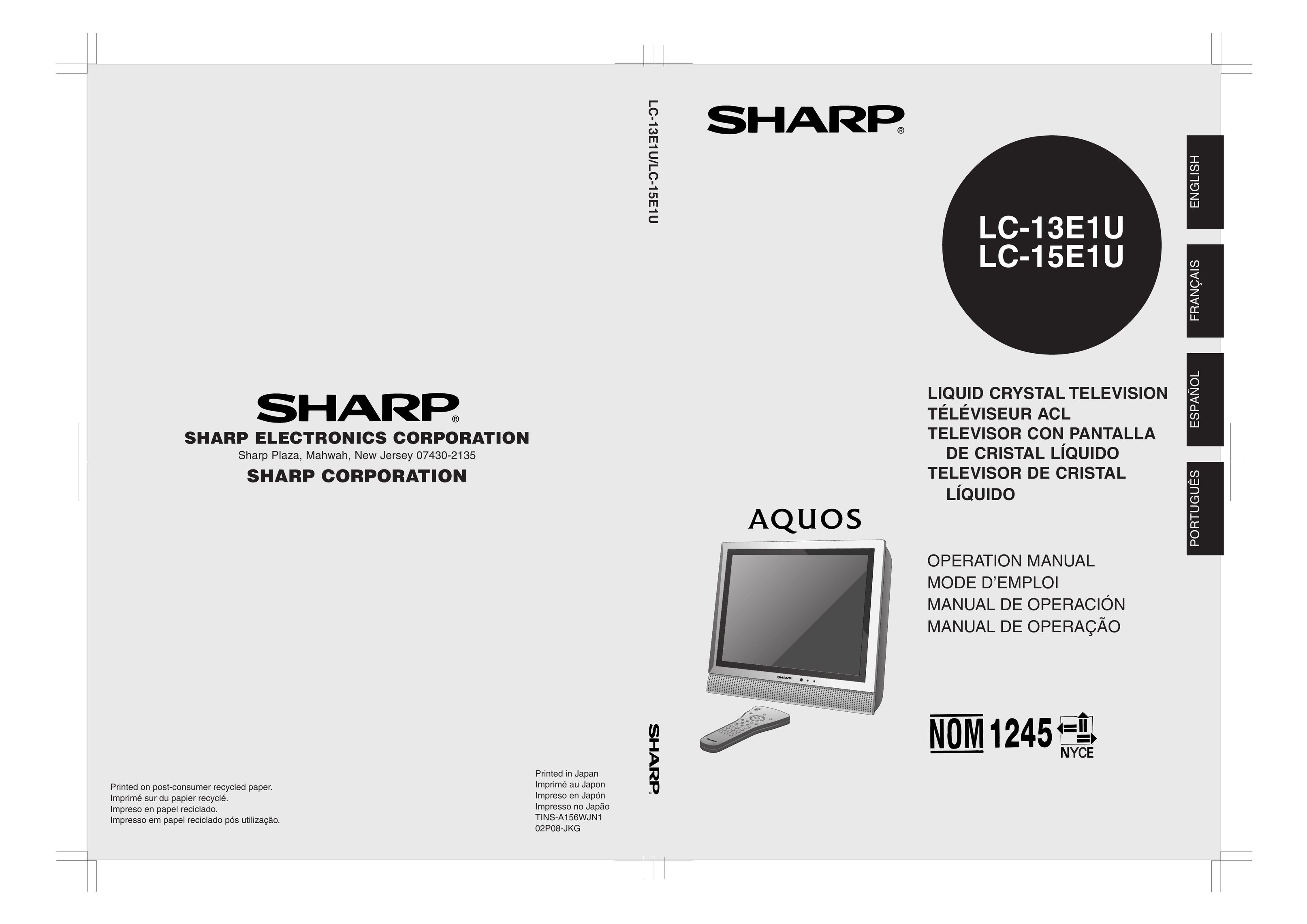 Sharp LC 13E1U Flat Panel Television User Manual