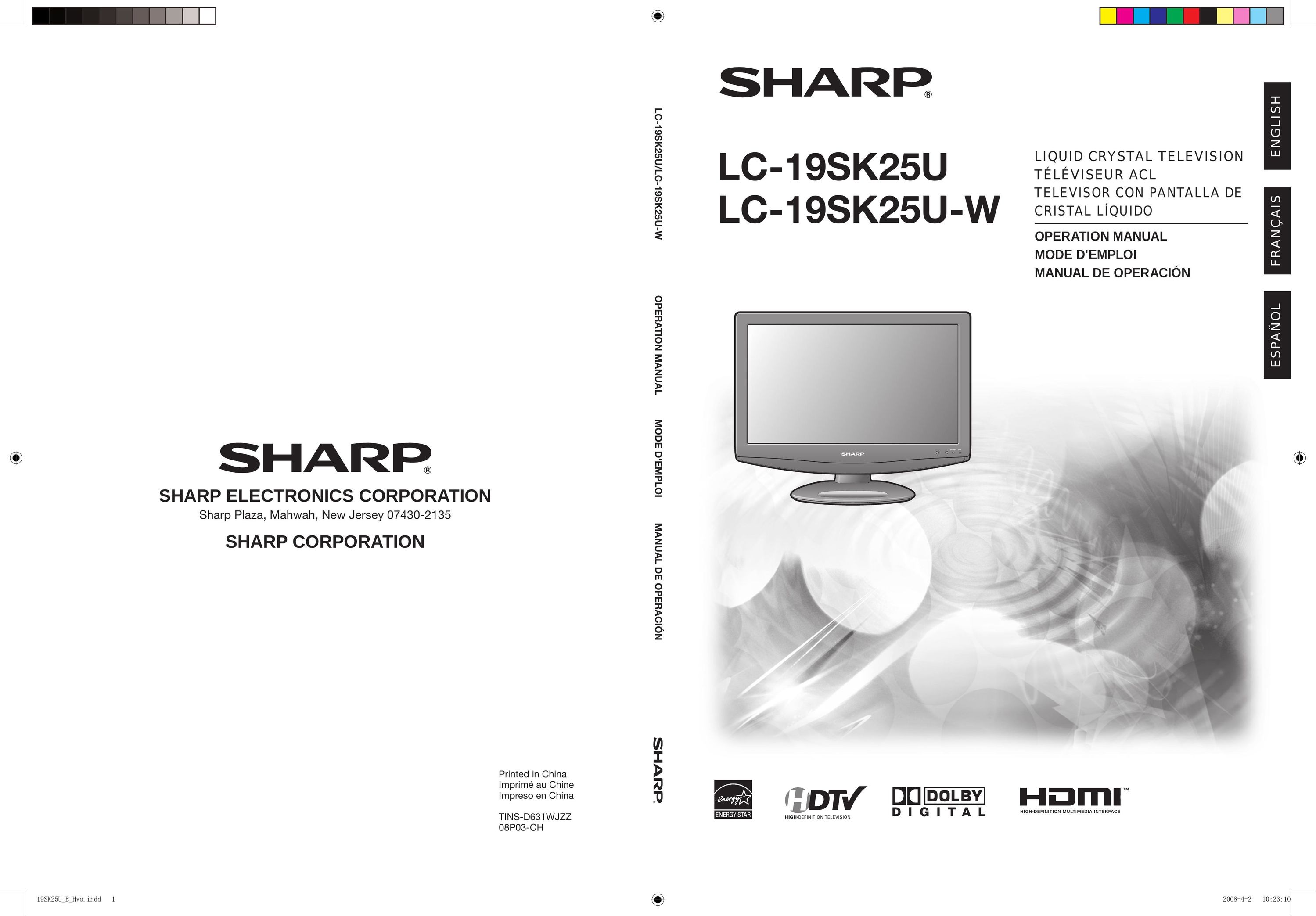 Sharp LC 19SK25U Flat Panel Television User Manual