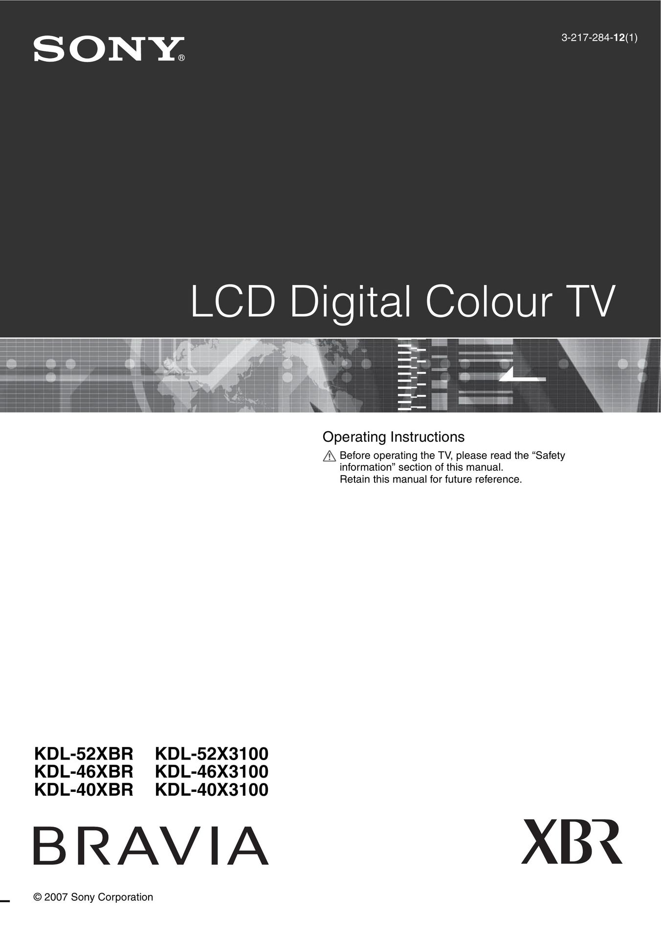 Sony 3-217-284-12(1) Flat Panel Television User Manual