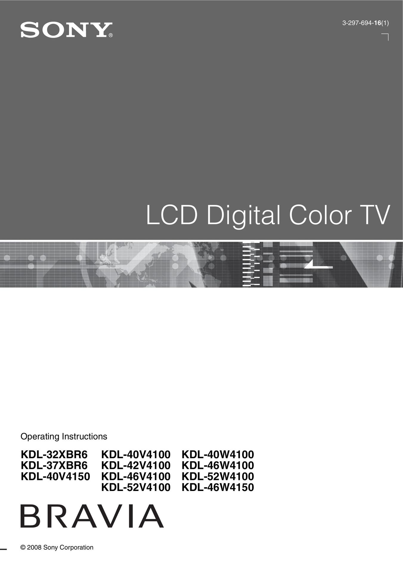 Sony 3-297-694-16(1) Flat Panel Television User Manual