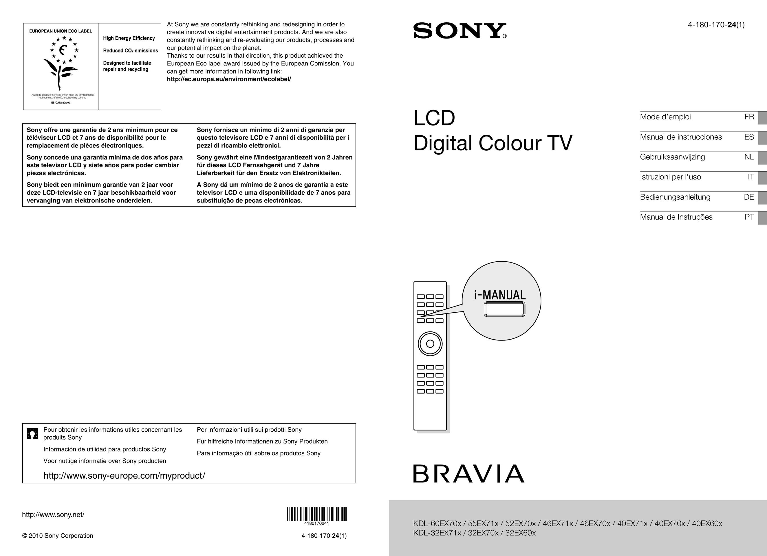 Sony 32EX70x Flat Panel Television User Manual