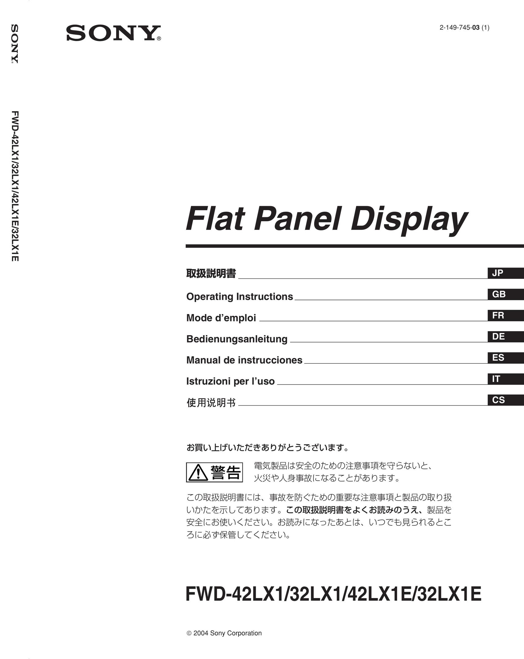 Sony 32LX1 Flat Panel Television User Manual