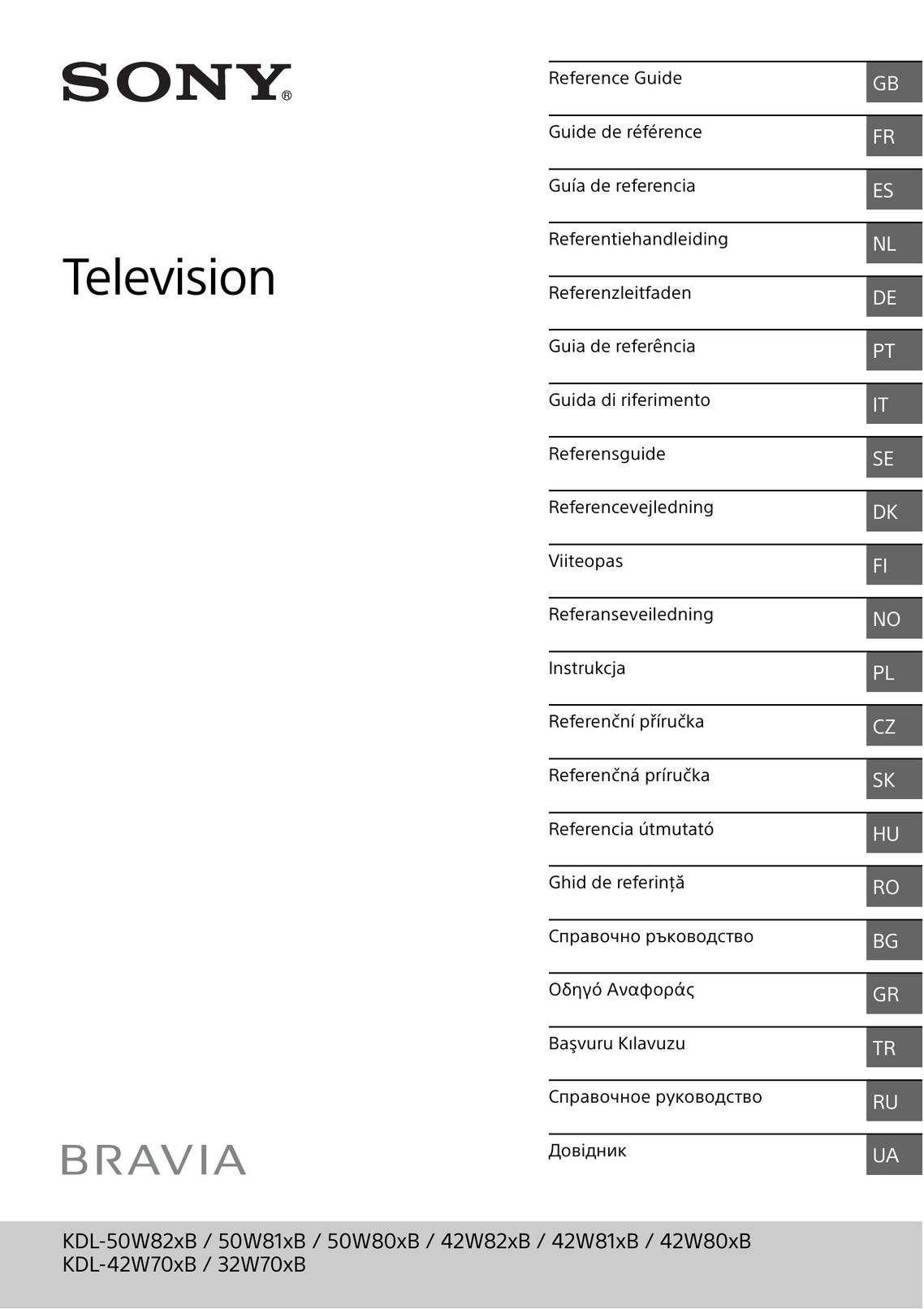 Sony 32W70xB Flat Panel Television User Manual