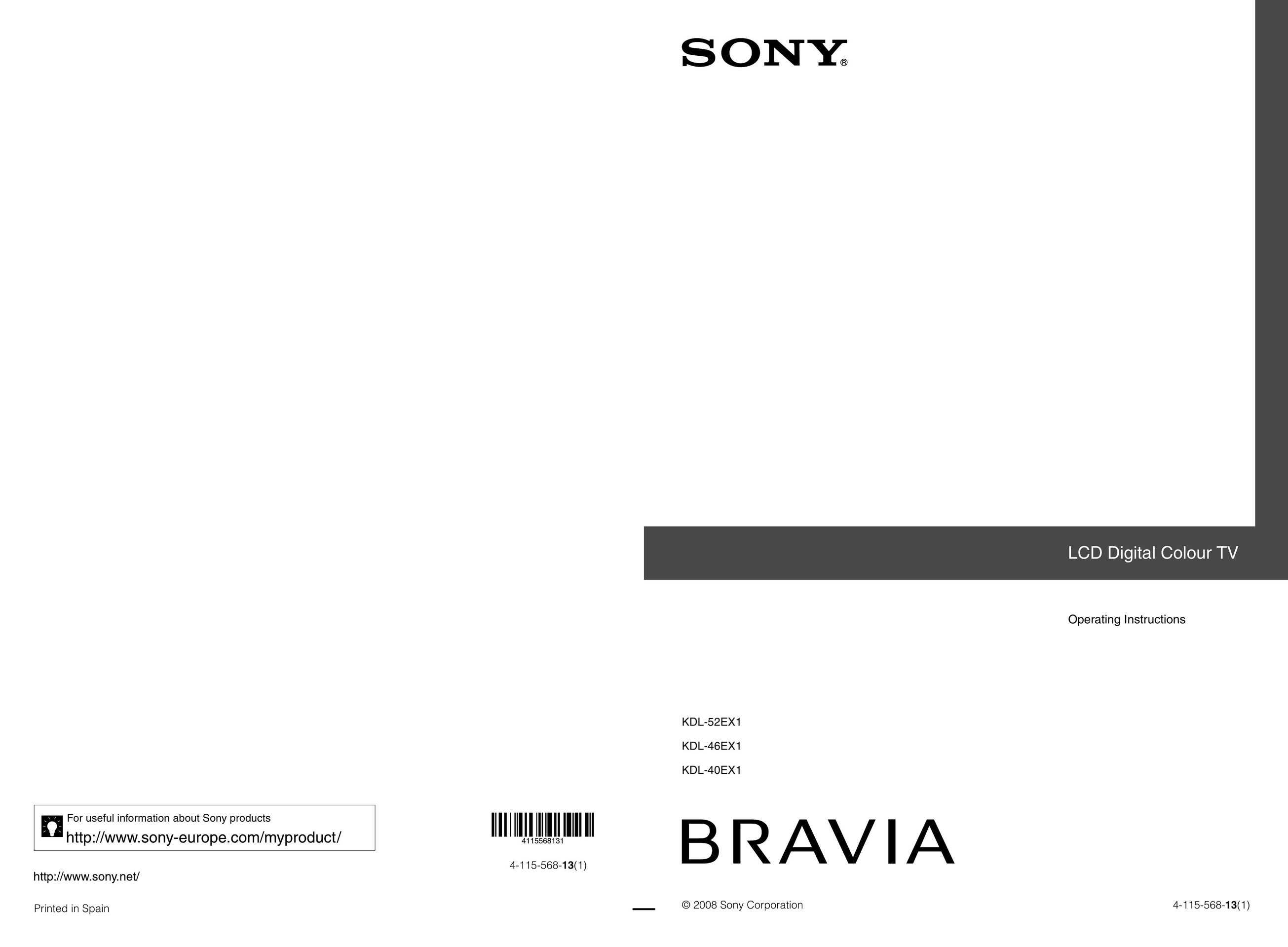 Sony 4-115-568-13(1) Flat Panel Television User Manual