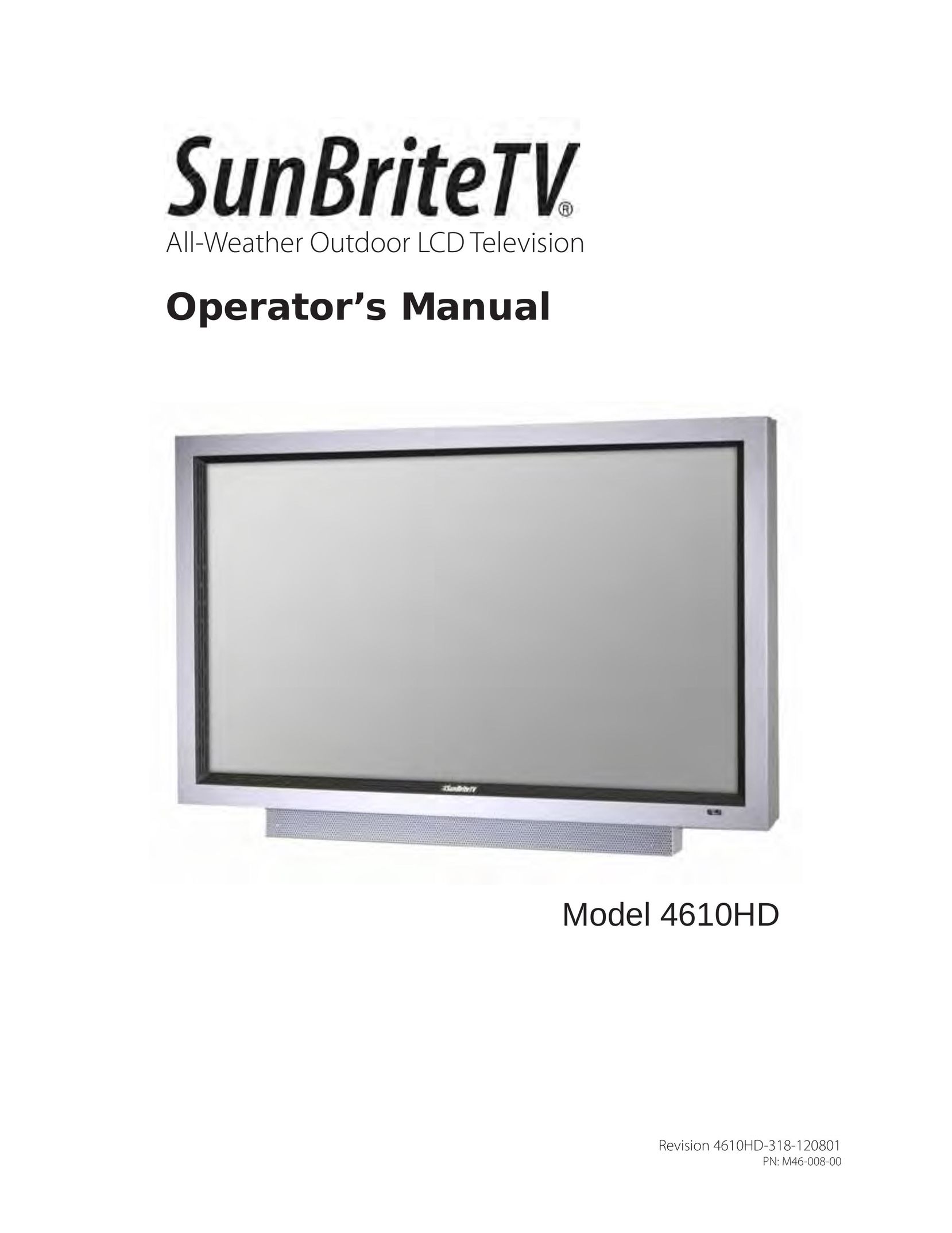 SunBriteTV 4610HD Flat Panel Television User Manual
