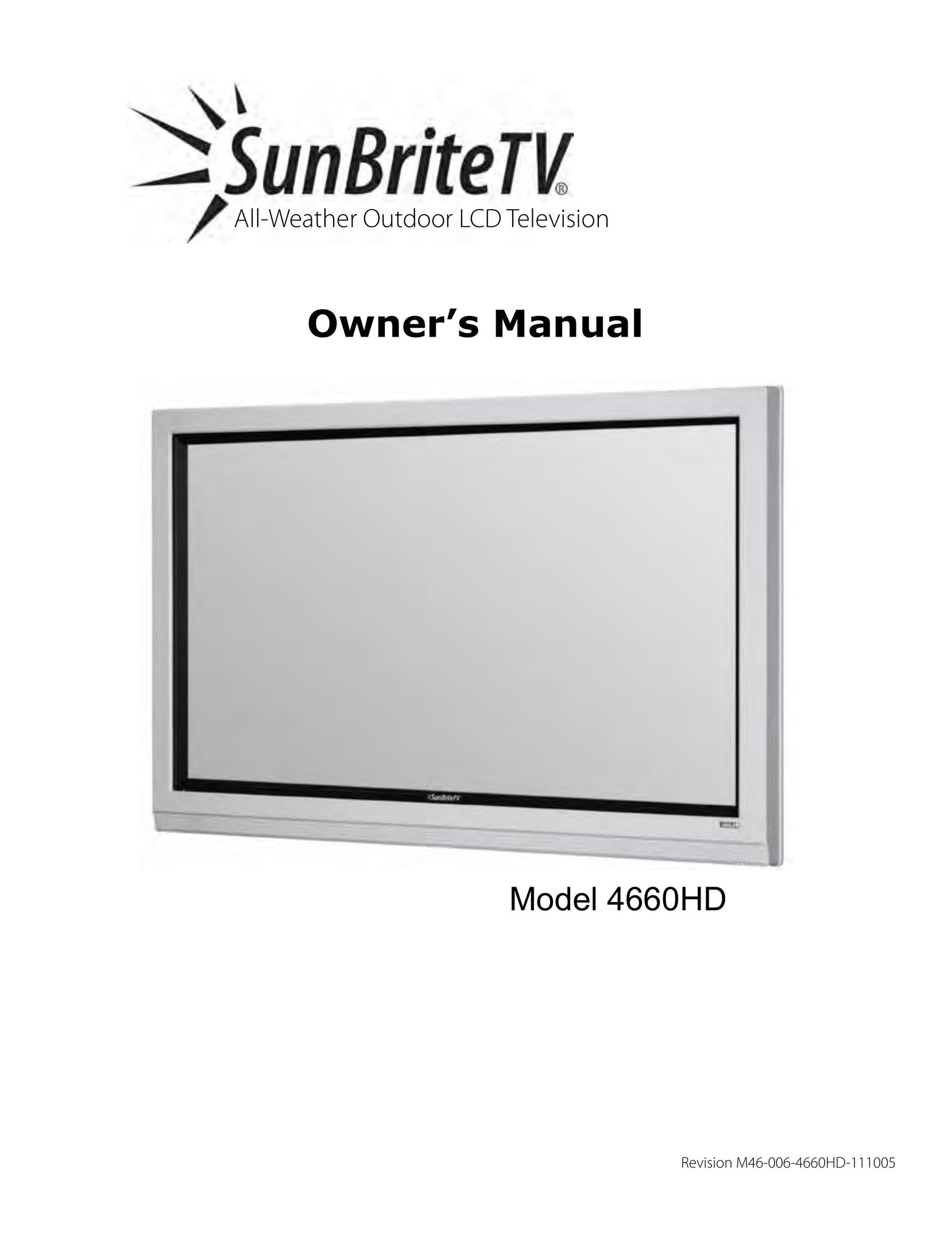 SunBriteTV SB-4660HD-SL Flat Panel Television User Manual