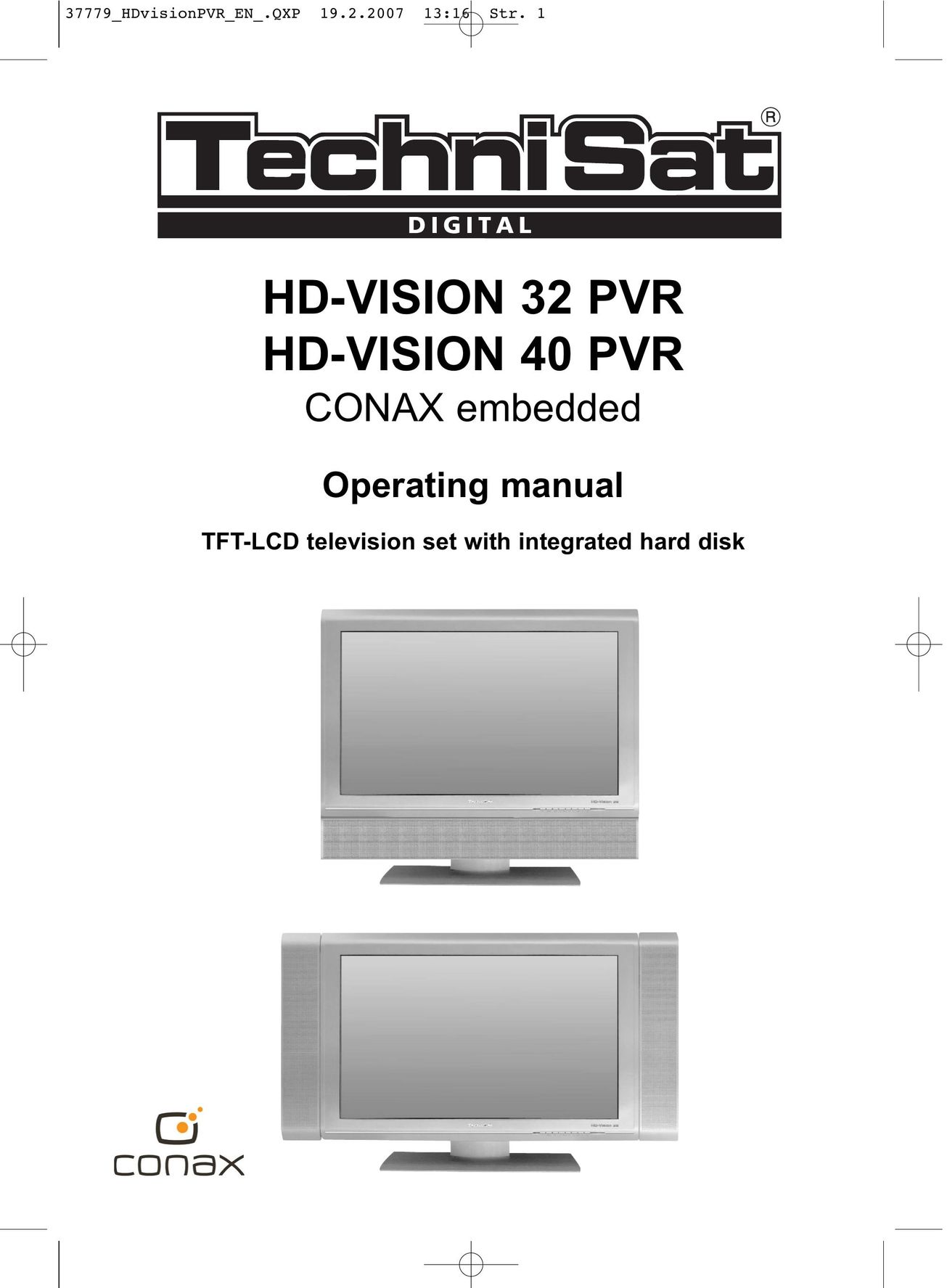 TechniSat HD-VISION 32 PVR Flat Panel Television User Manual