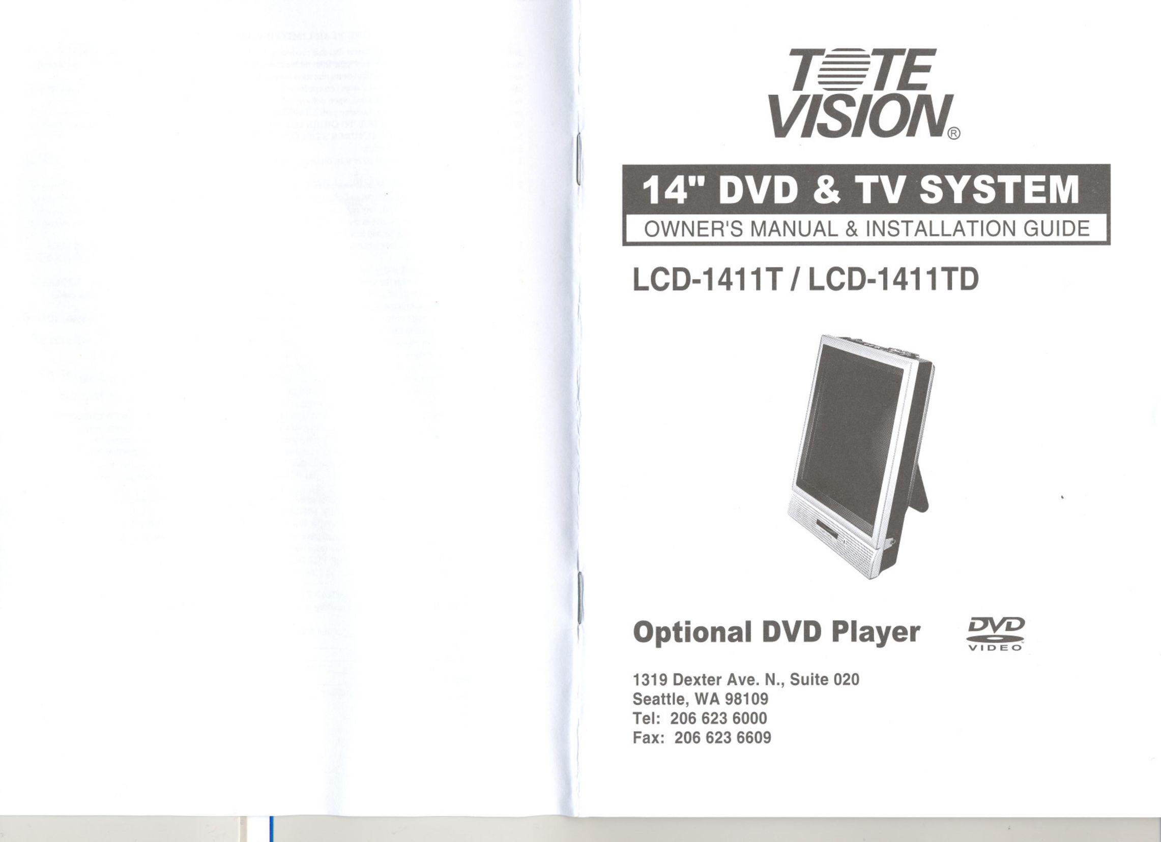 Tote Vision LCD-1411T Flat Panel Television User Manual