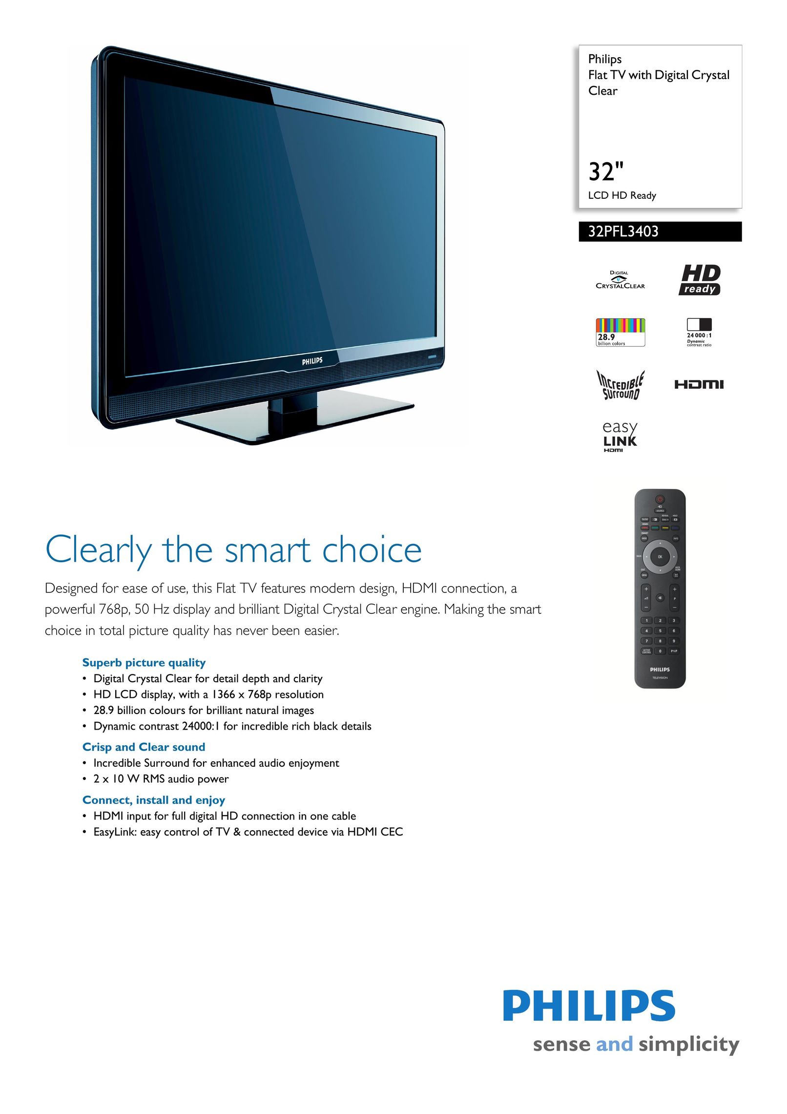 Univex 32PFL3403 Flat Panel Television User Manual